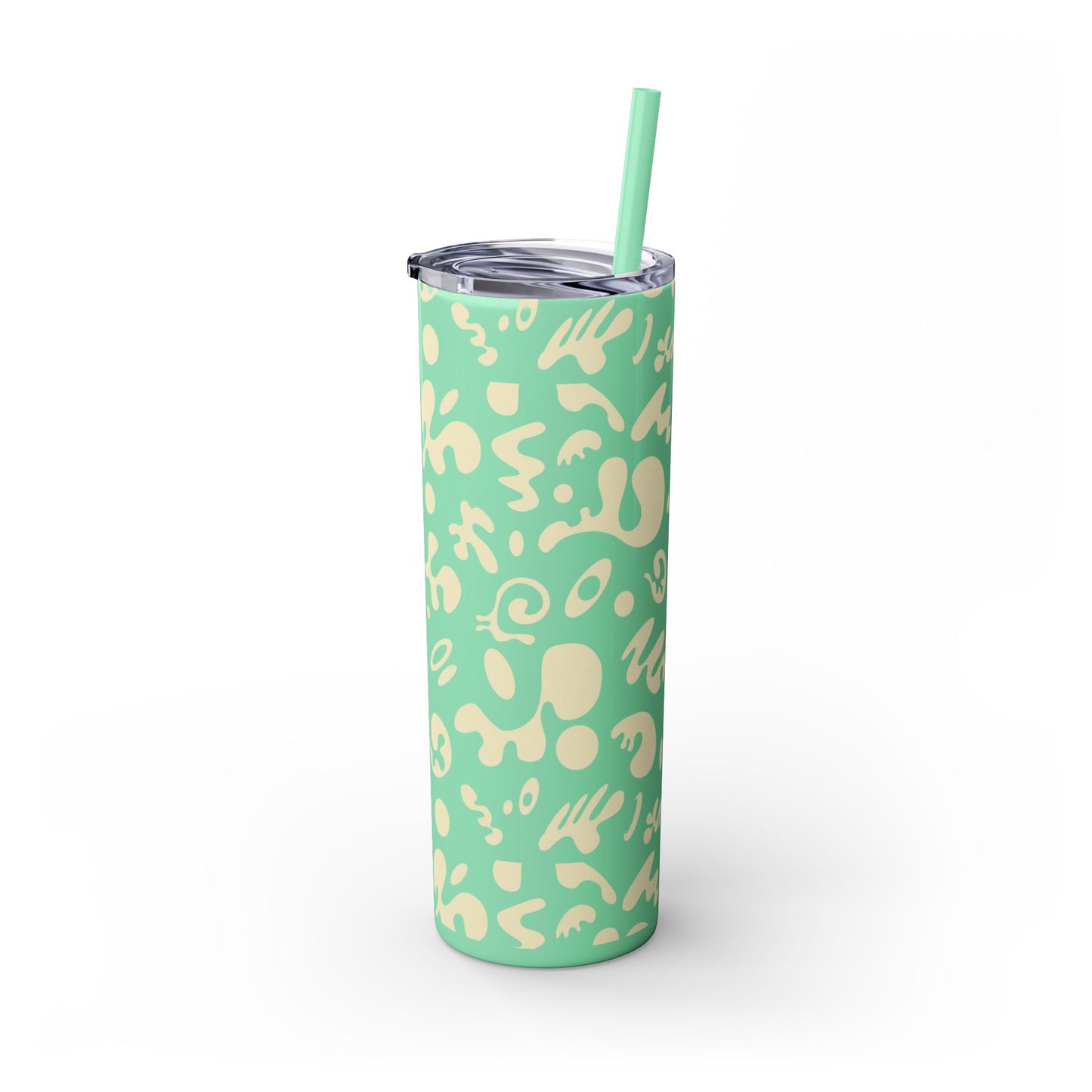 NOURISH'D SKINNY COLOR TUMBLER w Straw - Warm White Print