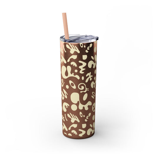 NOURISH'D SKINNY COLOR TUMBLER w Straw - Warm White Print