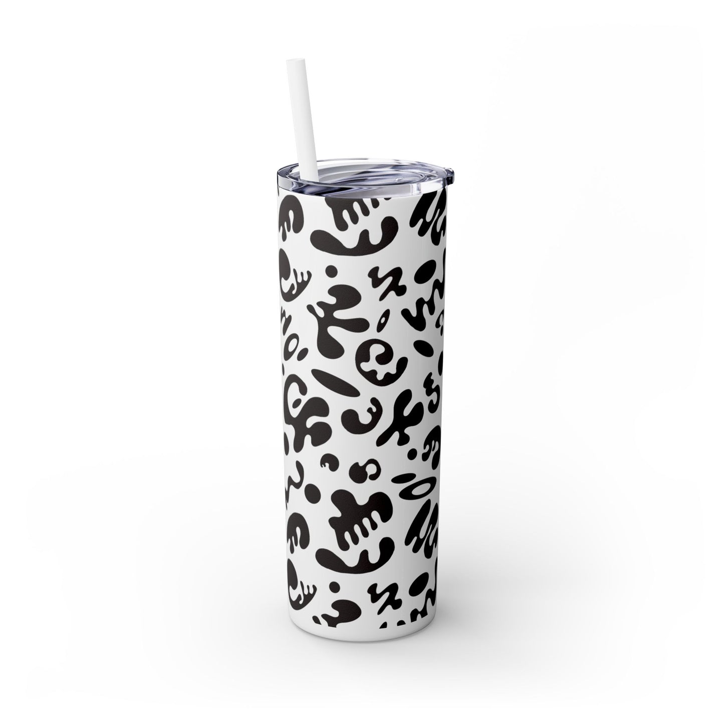 NOURISH'D SKINNY COLOR TUMBLER w Straw - Smoke Black Print