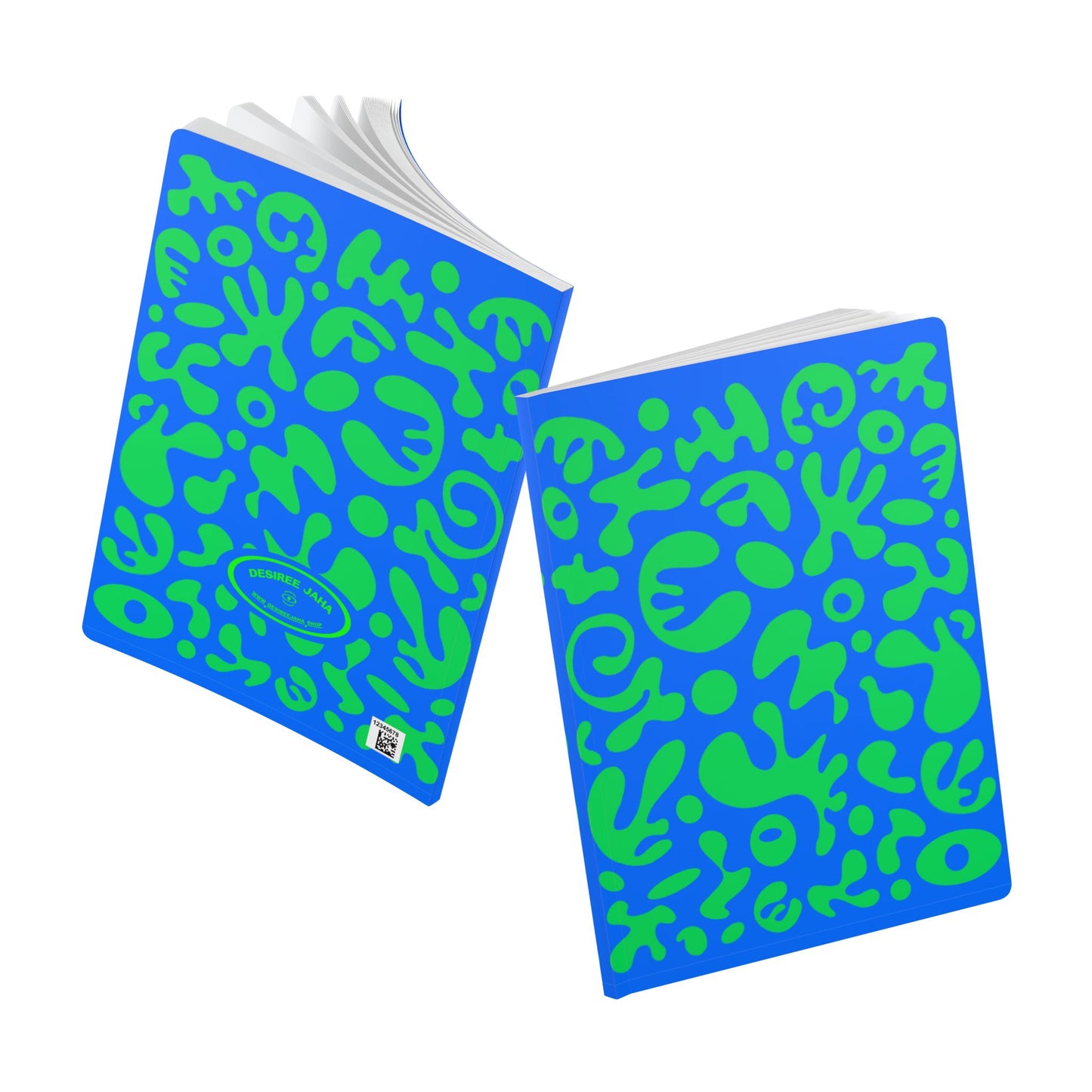 PURE IMAGINATION SOFTCOVER JOURNAL w INSIDE PRINTS + TEAR-OFF PAGES (RULED LINE) - Blue & Green