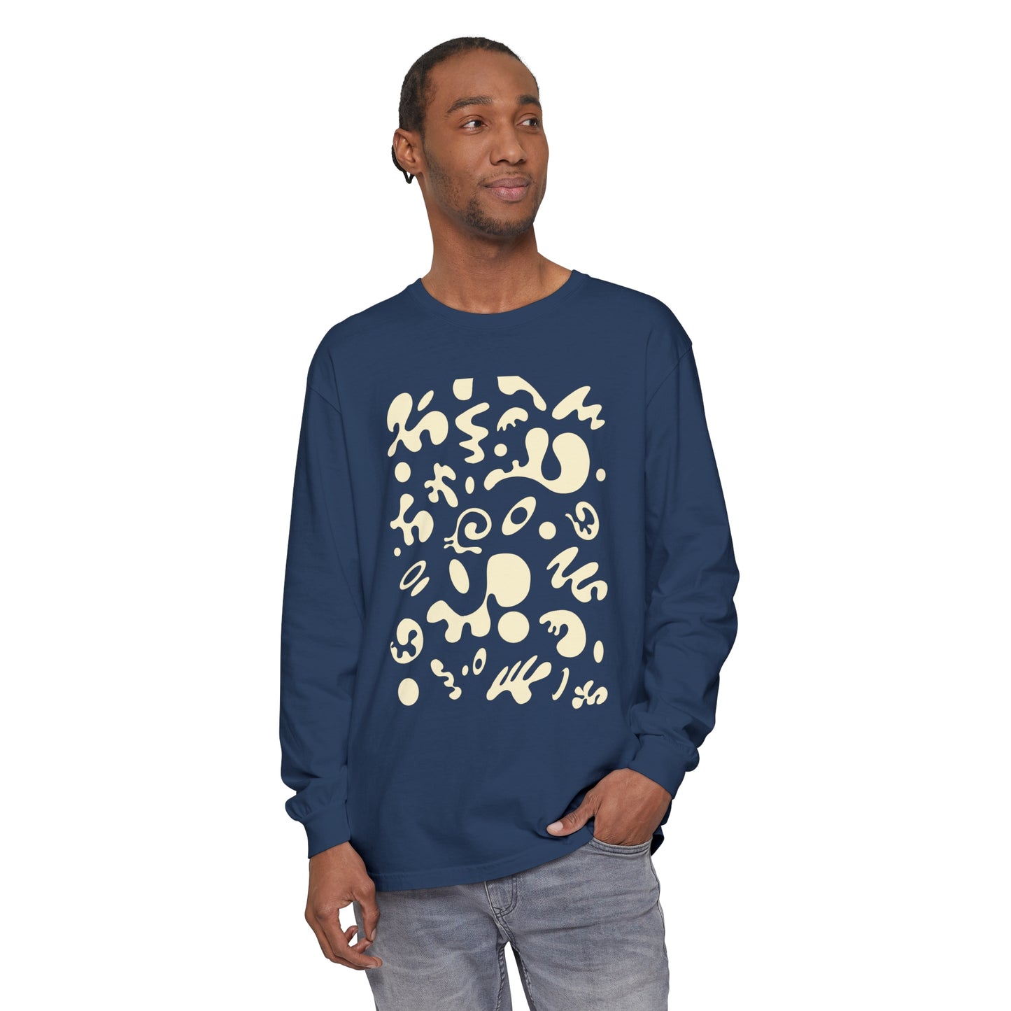 PURE IMAGINATION UNISEX GARMENT-DYED LONG SLEEVE T-SHIRT - Warm White Print