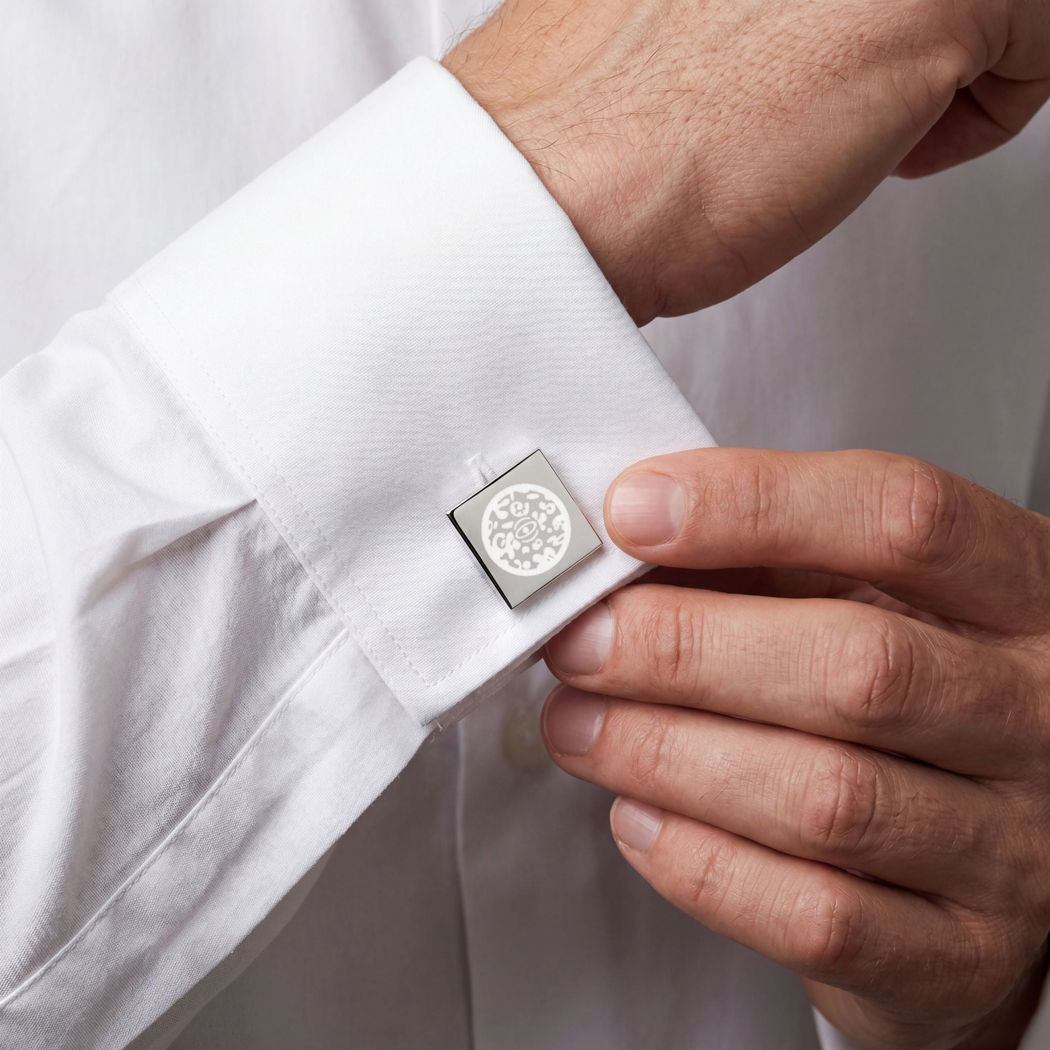 Gold Square Cufflinks with Enamel Inlay — Classic Wedding & Formal Jewelry