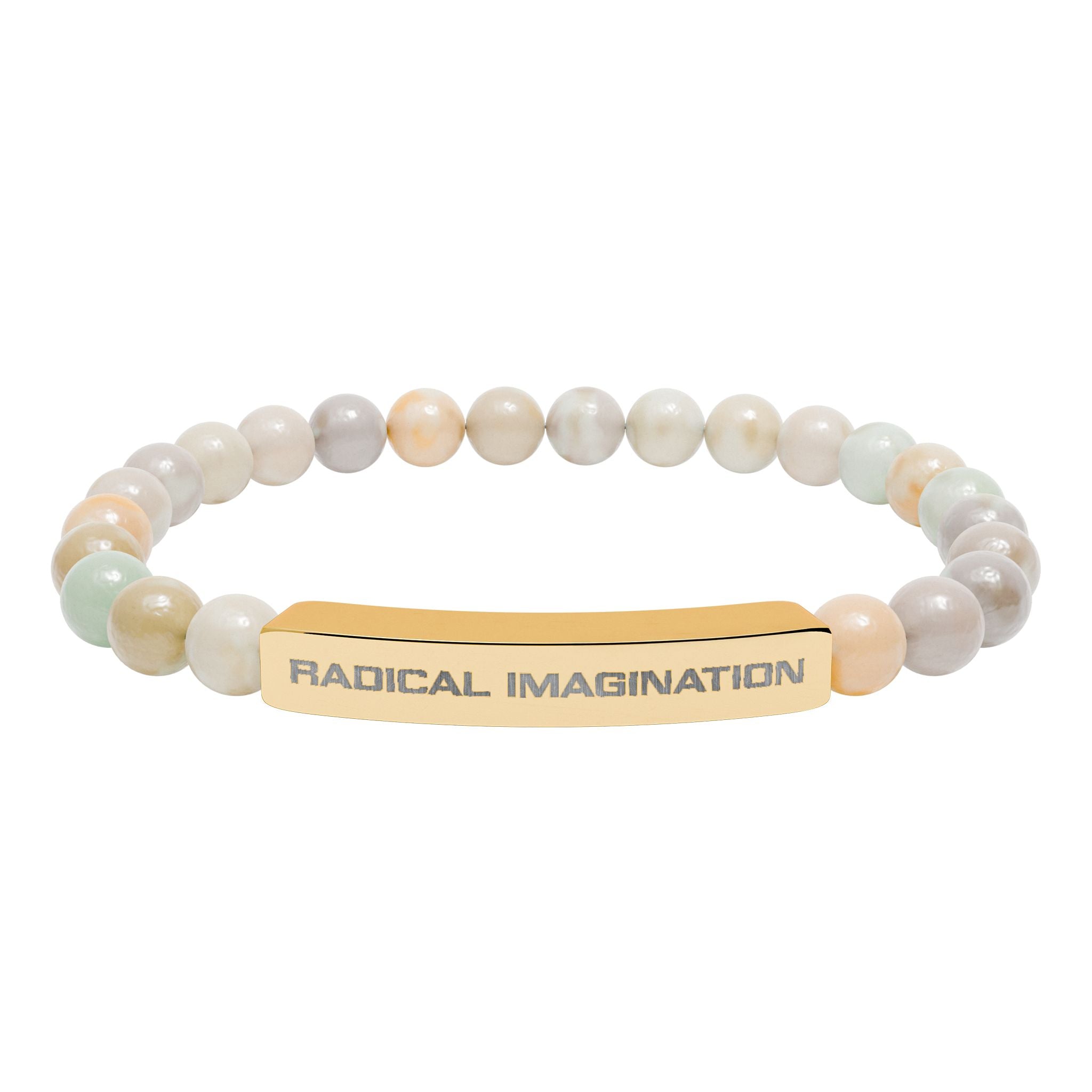 Radical Imagination Engraved Natural Stone Bar Bracelet – Stretch Beaded