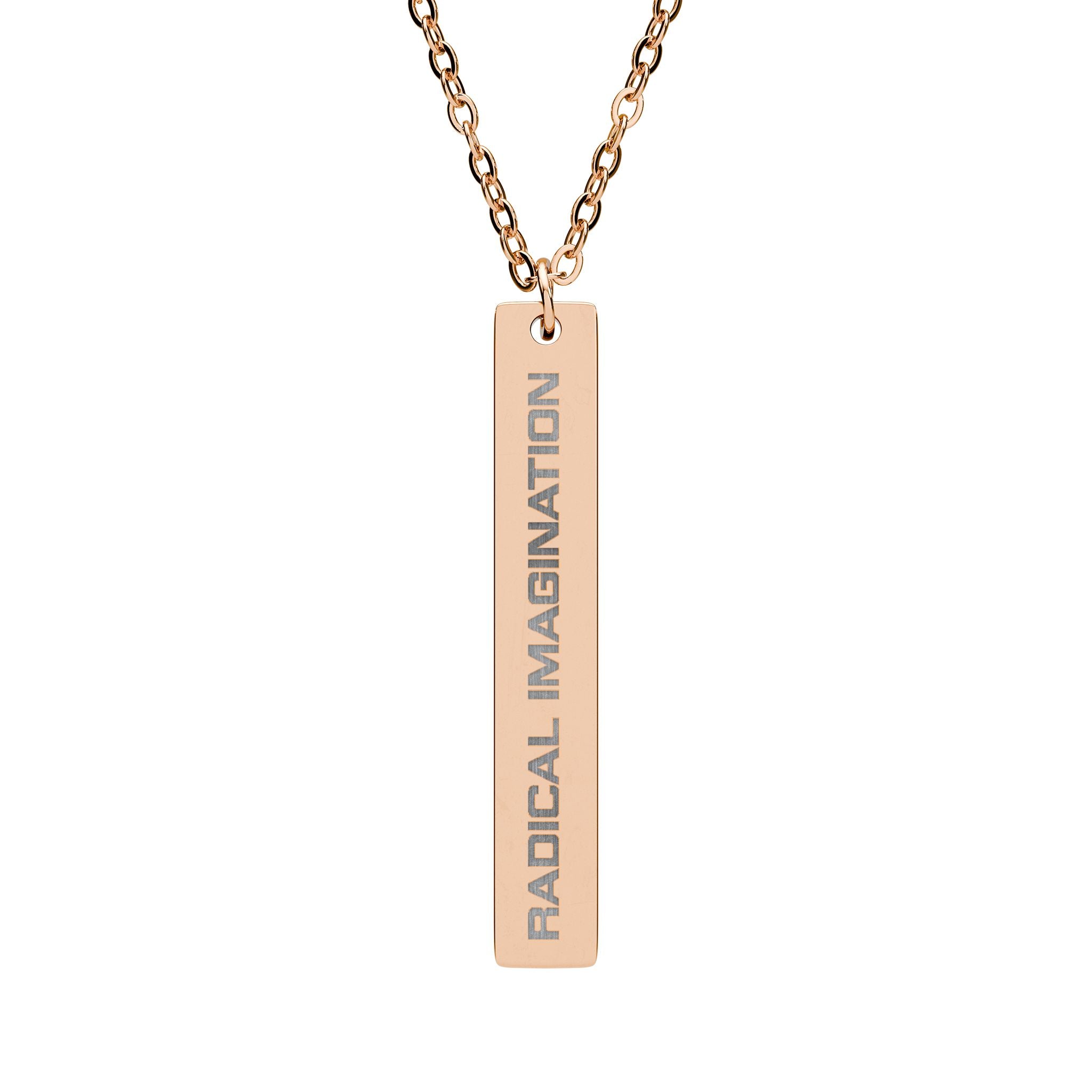 Engraved Vertical Bar Necklace — "Radical Imagination" Pendant