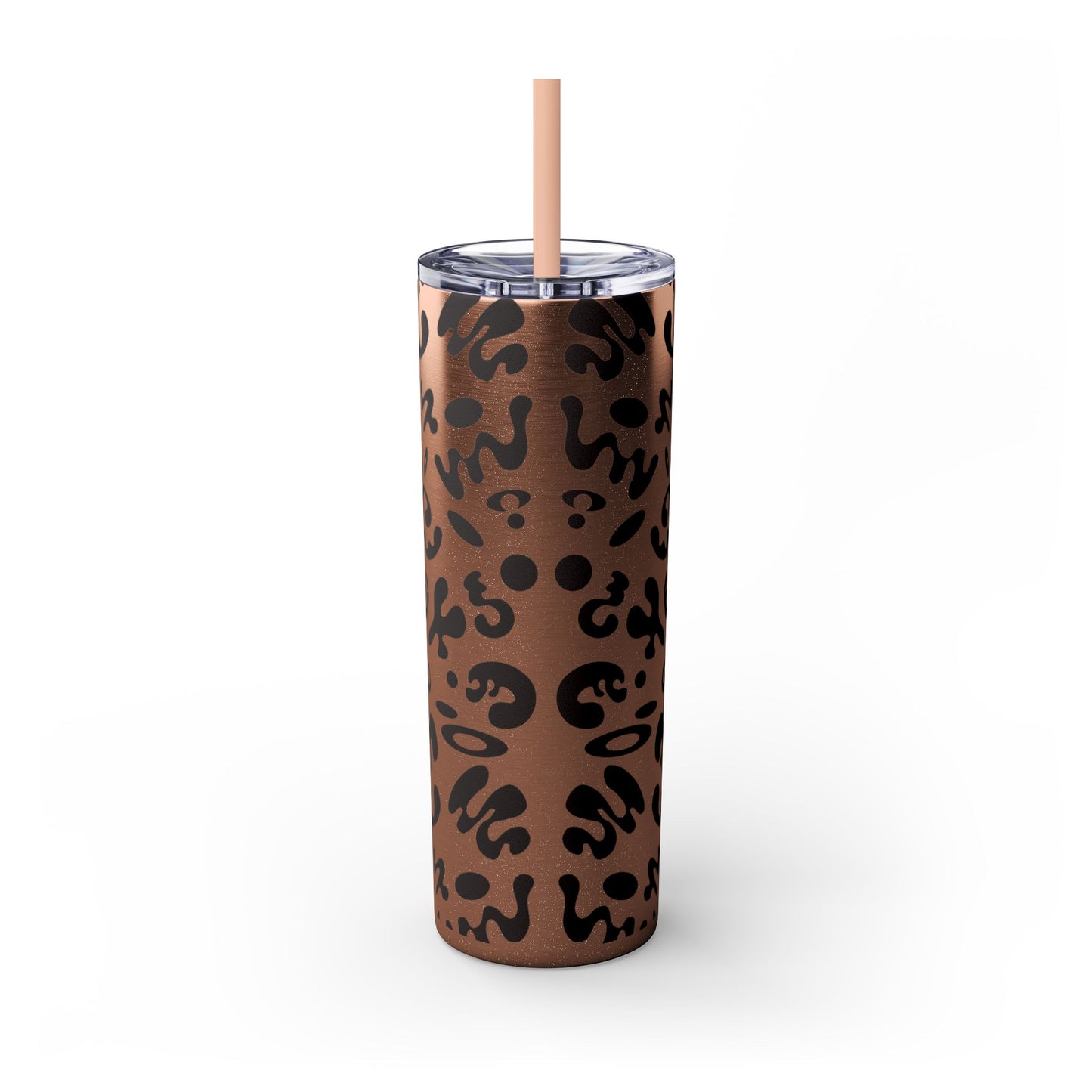 NOURISH'D SKINNY COLOR TUMBLER w Straw - Smoke Black Print