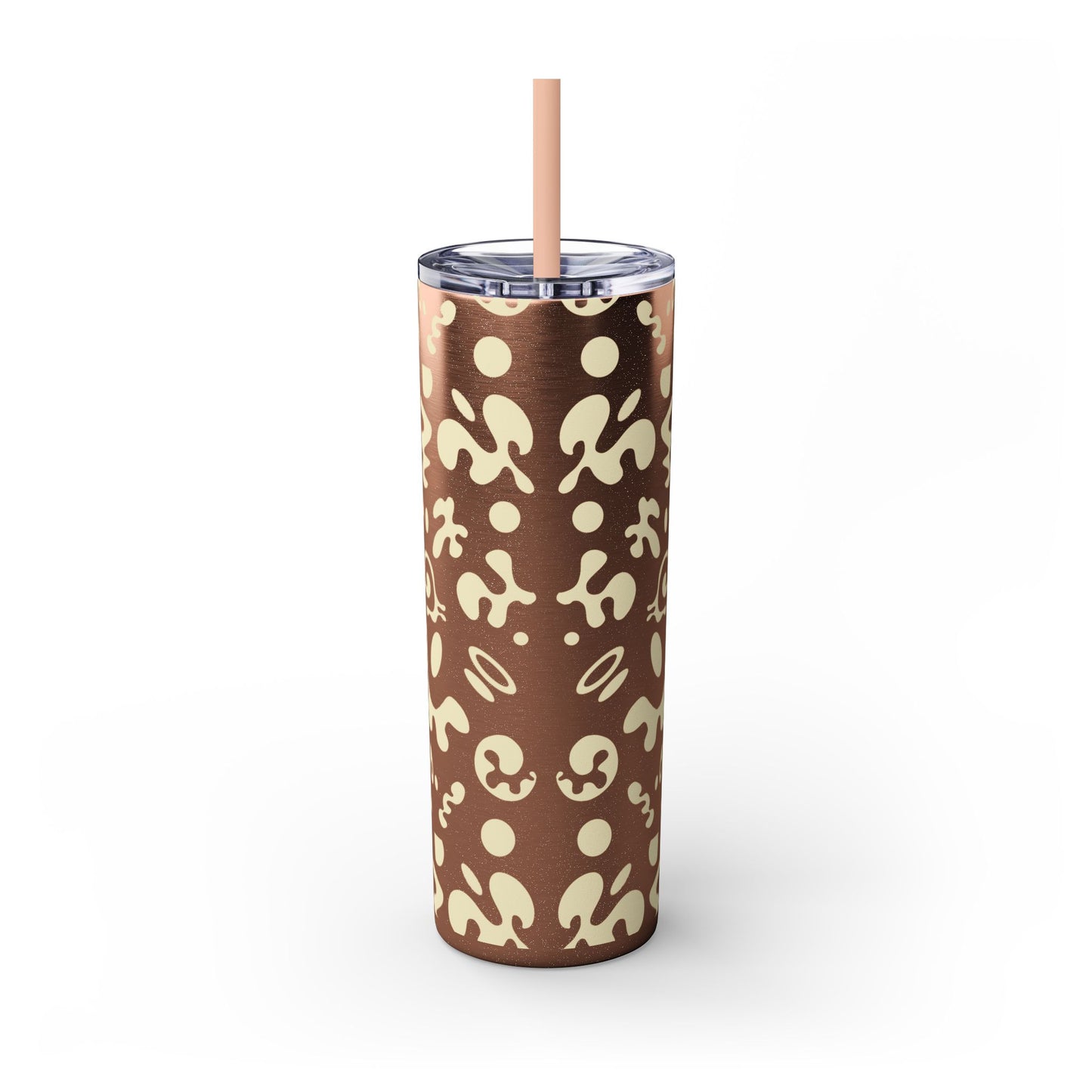 NOURISH'D SKINNY COLOR TUMBLER w Straw - Warm White Print