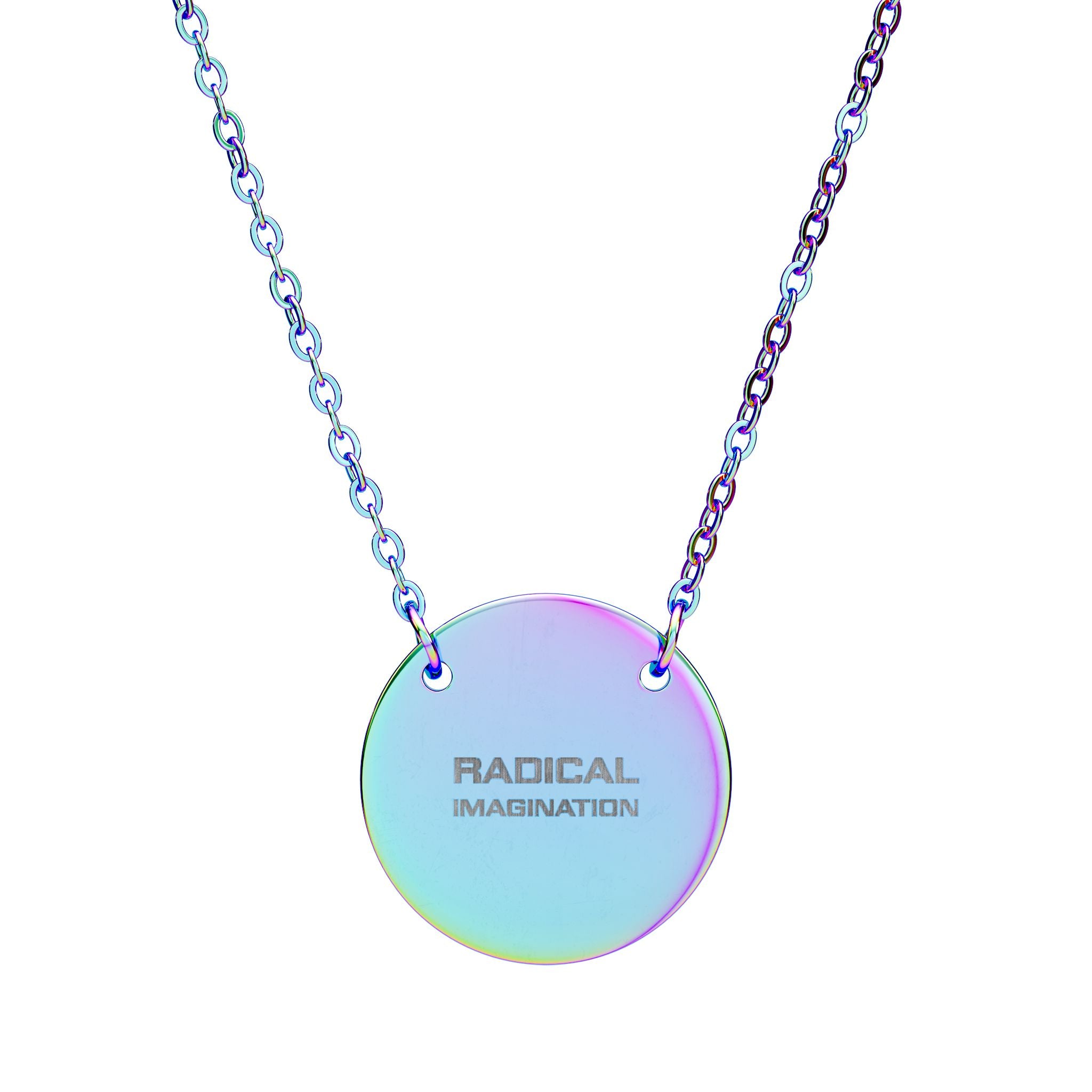 "Radical Imagination" Pendant Engraved Circle Necklace
