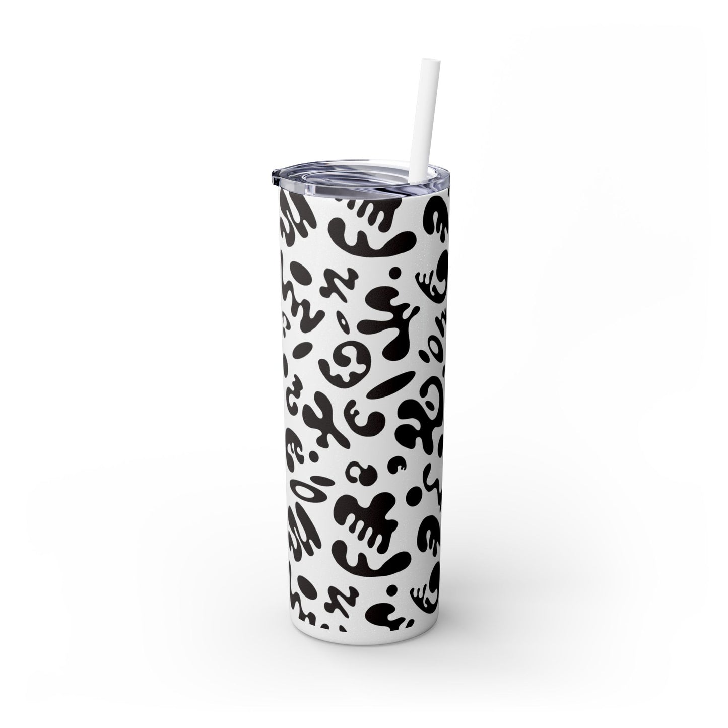 NOURISH'D SKINNY COLOR TUMBLER w Straw - Smoke Black Print