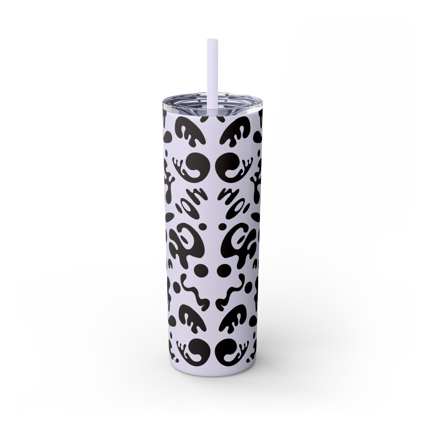 NOURISH'D SKINNY COLOR TUMBLER w Straw - Smoke Black Print