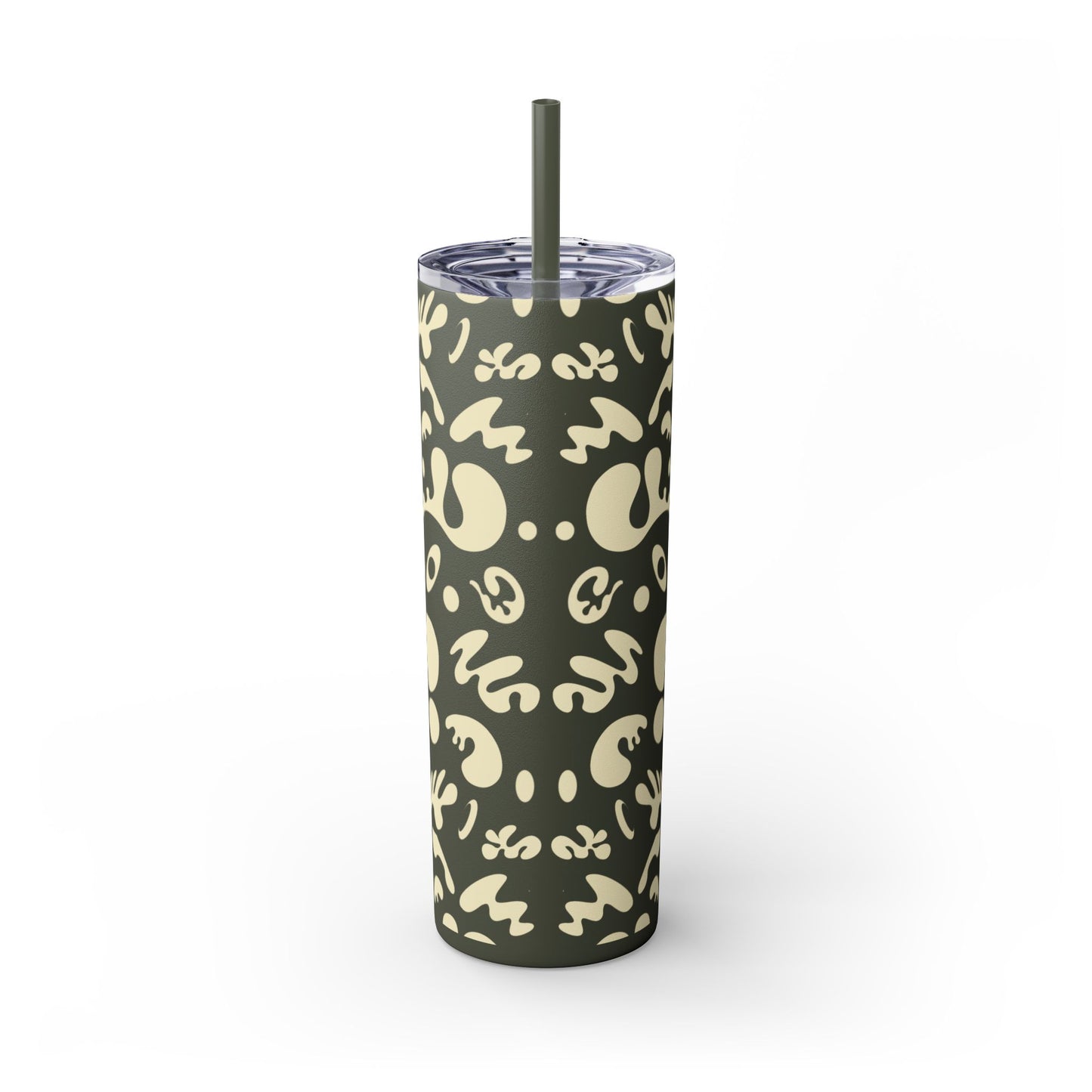 NOURISH'D SKINNY COLOR TUMBLER w Straw - Warm White Print