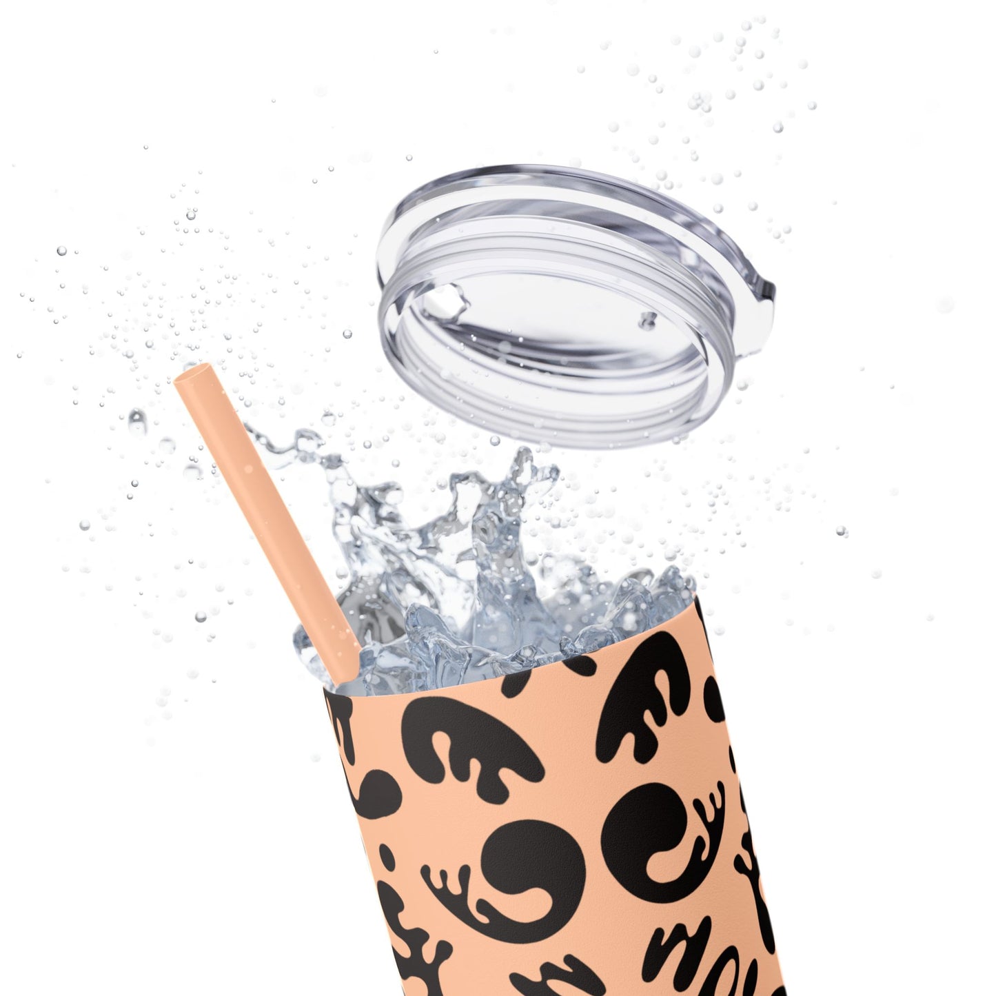 NOURISH'D SKINNY COLOR TUMBLER w Straw - Smoke Black Print