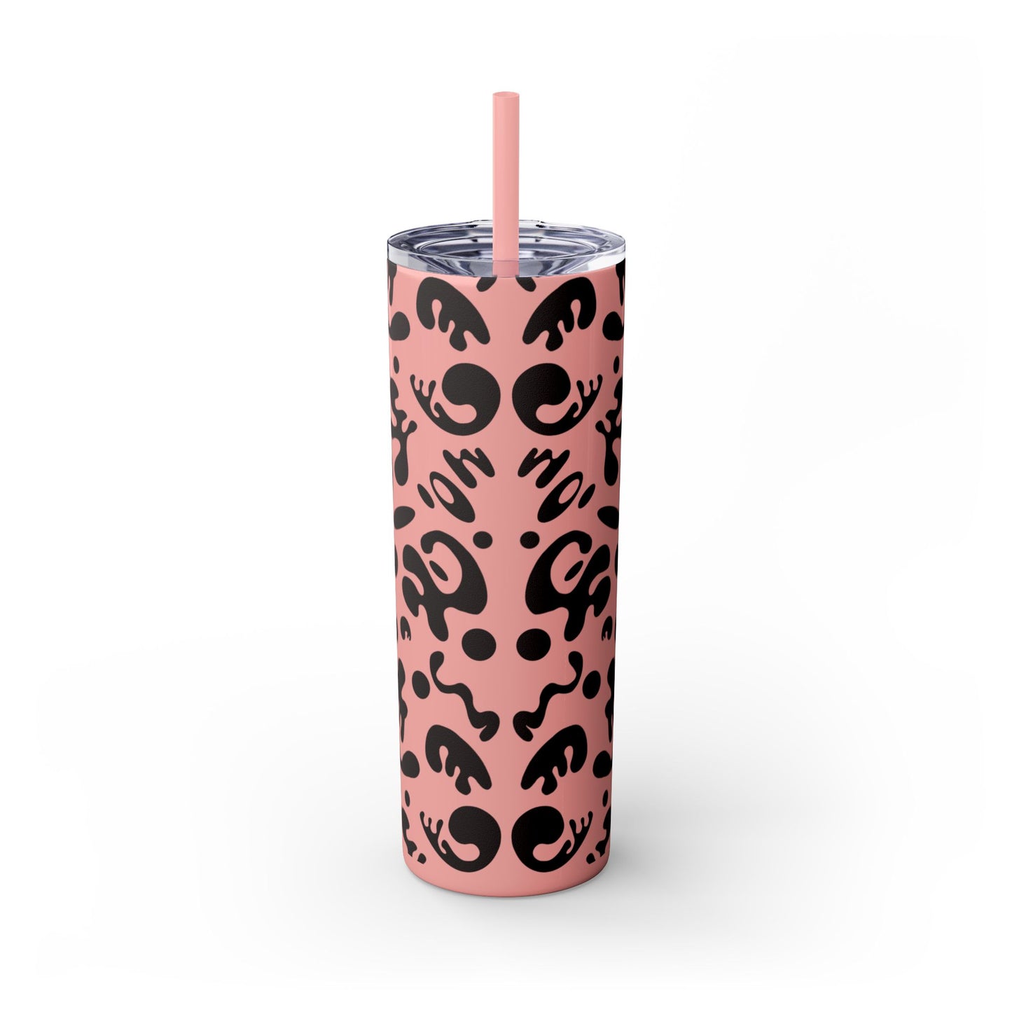 NOURISH'D SKINNY COLOR TUMBLER w Straw - Smoke Black Print