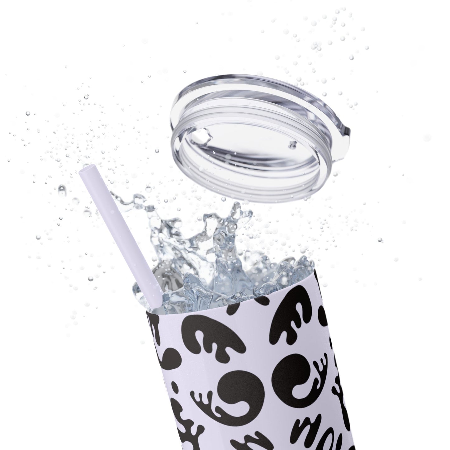 NOURISH'D SKINNY COLOR TUMBLER w Straw - Smoke Black Print