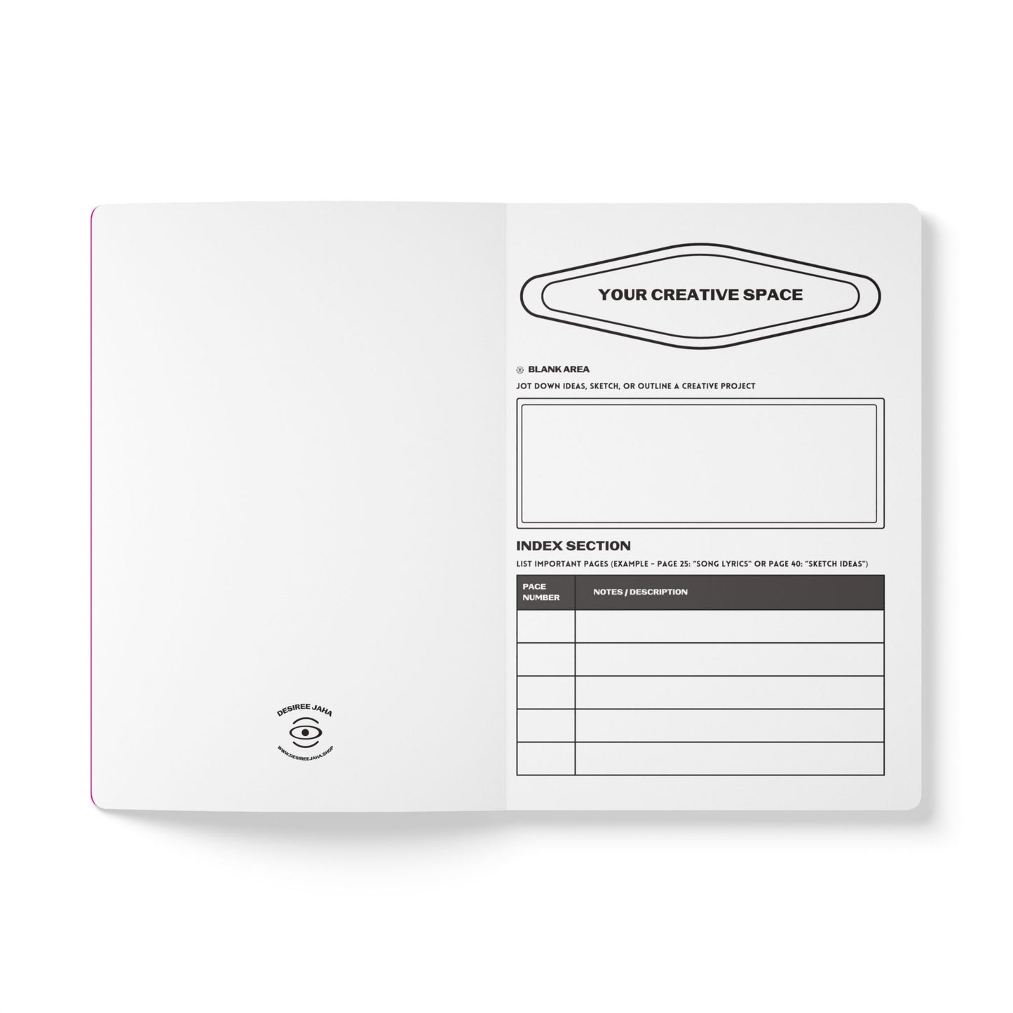 PURE IMAGINATION SOFTCOVER JOURNAL w INSIDE PRINTS + TEAR-OFF PAGES (RULED LINE) - Pink Matter