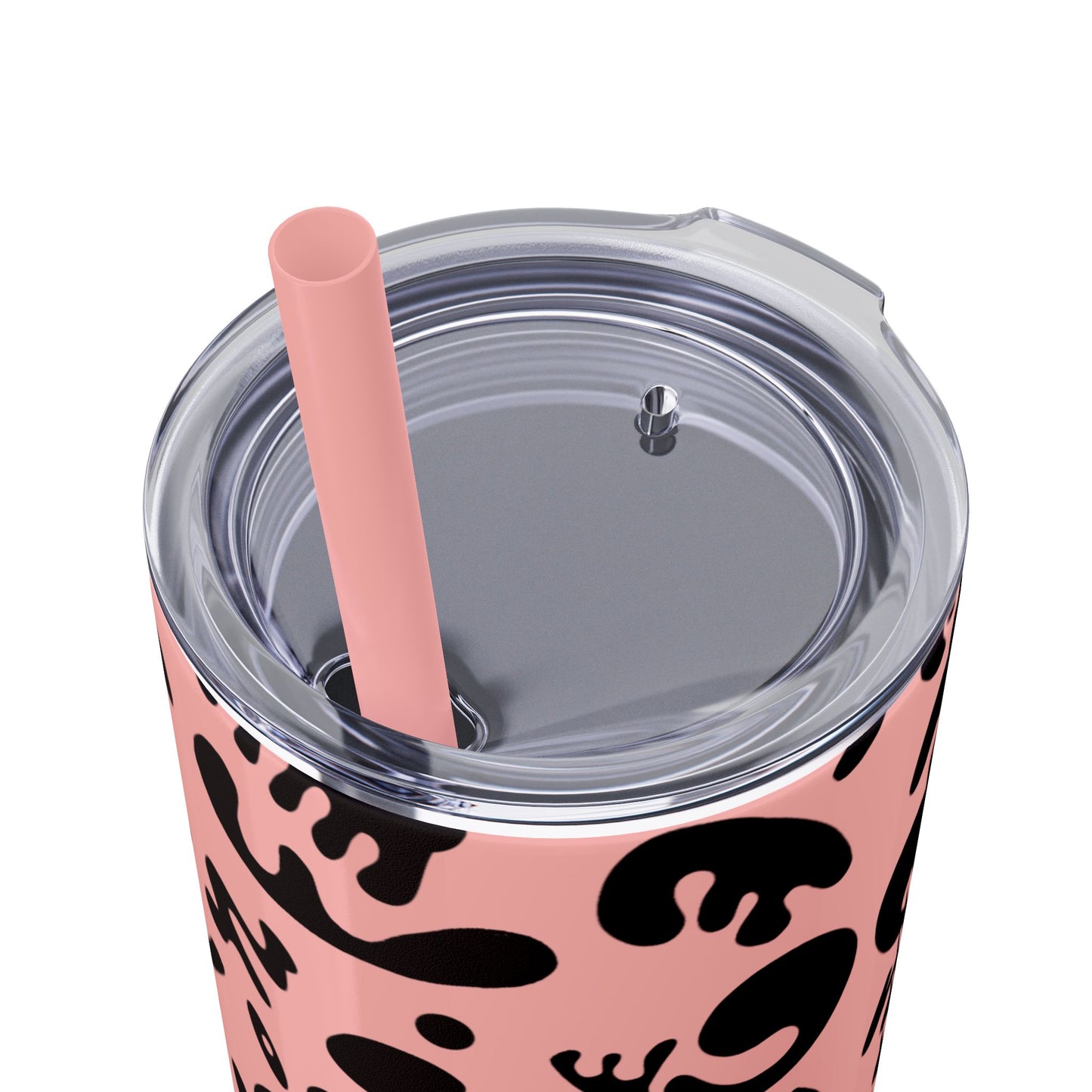 NOURISH'D SKINNY COLOR TUMBLER w Straw - Smoke Black Print