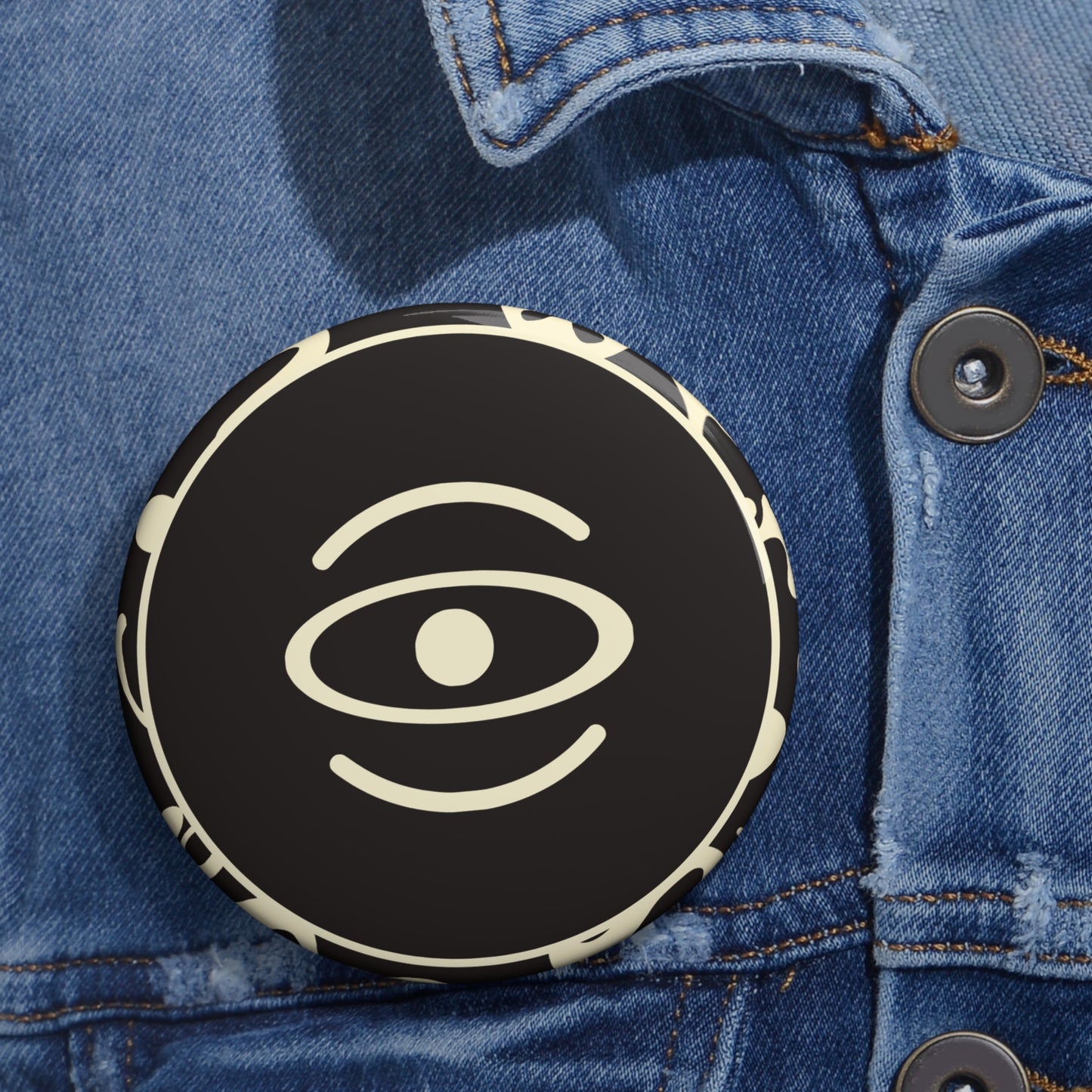 ADORN'D PIN BUTTON - Smoke Black Logo