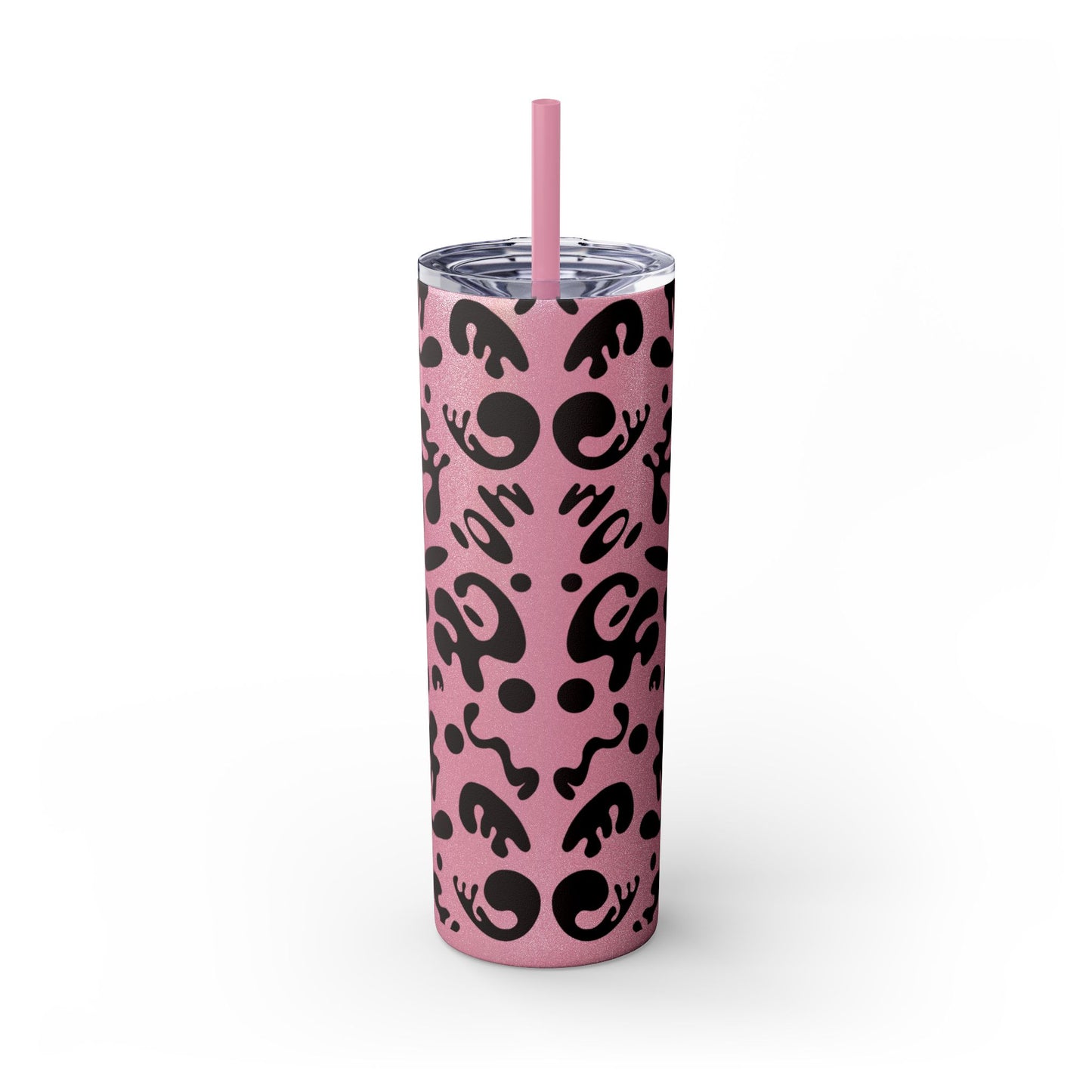 NOURISH'D SKINNY COLOR TUMBLER w Straw - Smoke Black Print