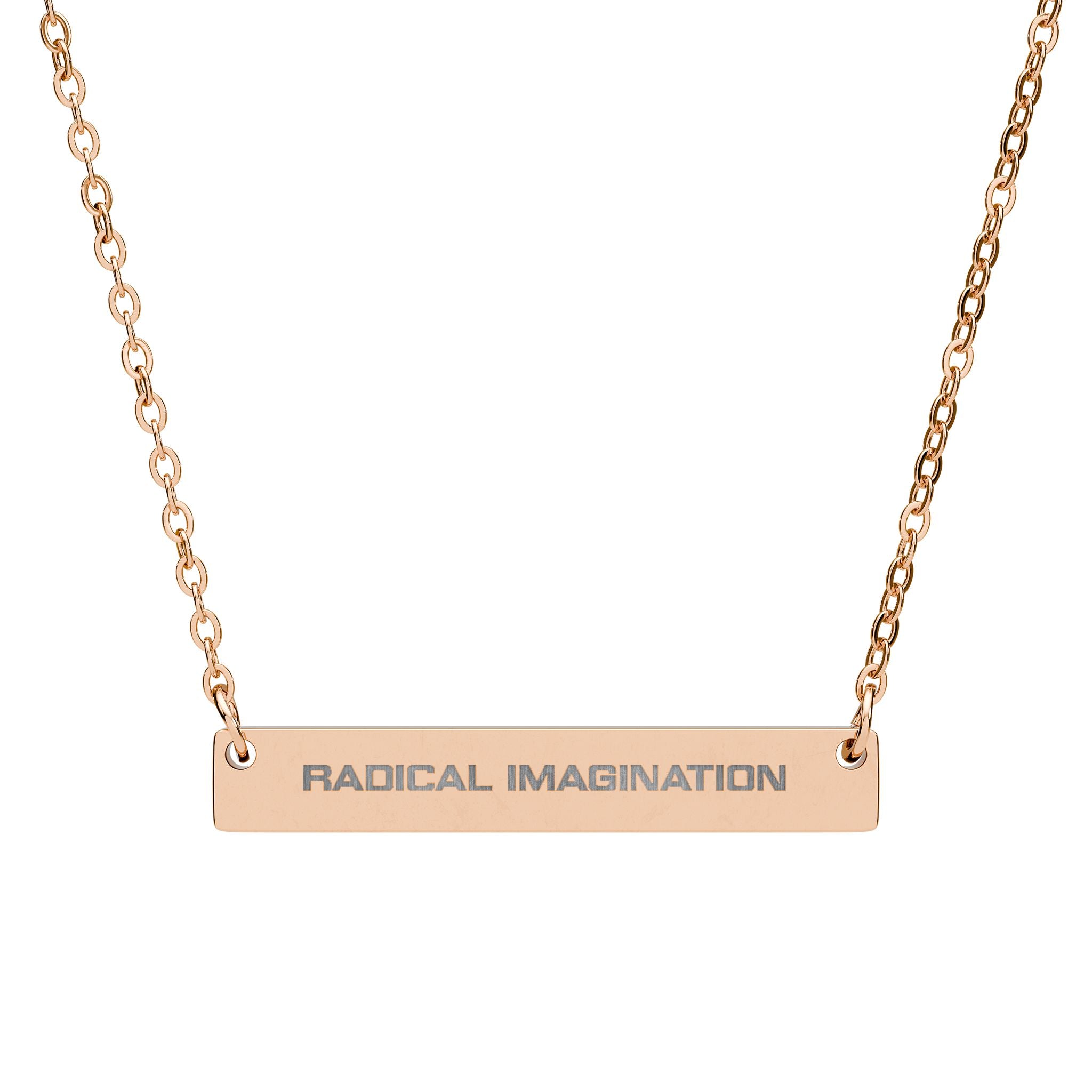 "RADICAL IMAGINATION" Engraved Horizontal Bar Necklace