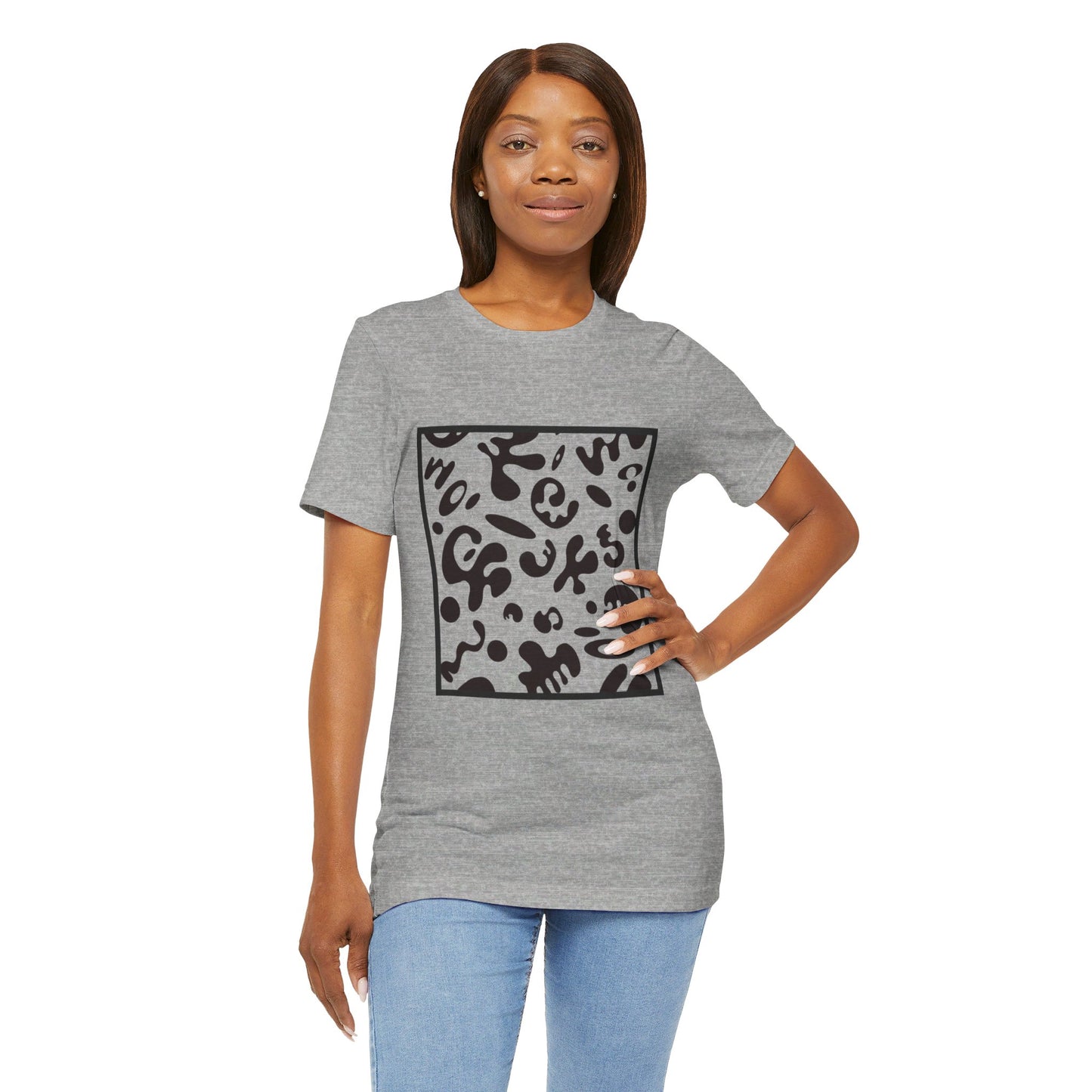 ADORN’D UNISEX JERSEY SHORT SLEEVE TEE - Smoke Black Print