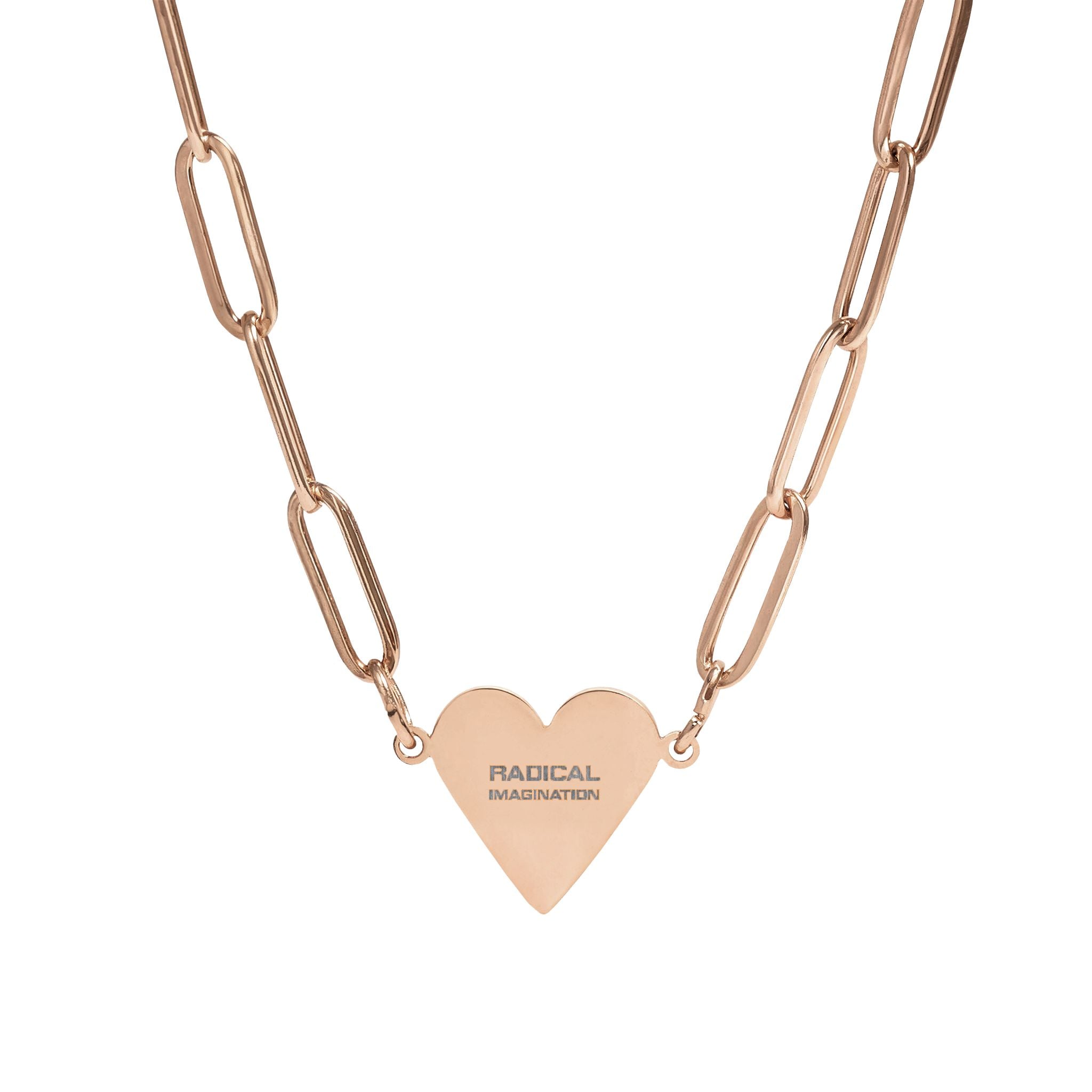 Engravable Paperclip Heart Necklace — Gold or Rose Pendant