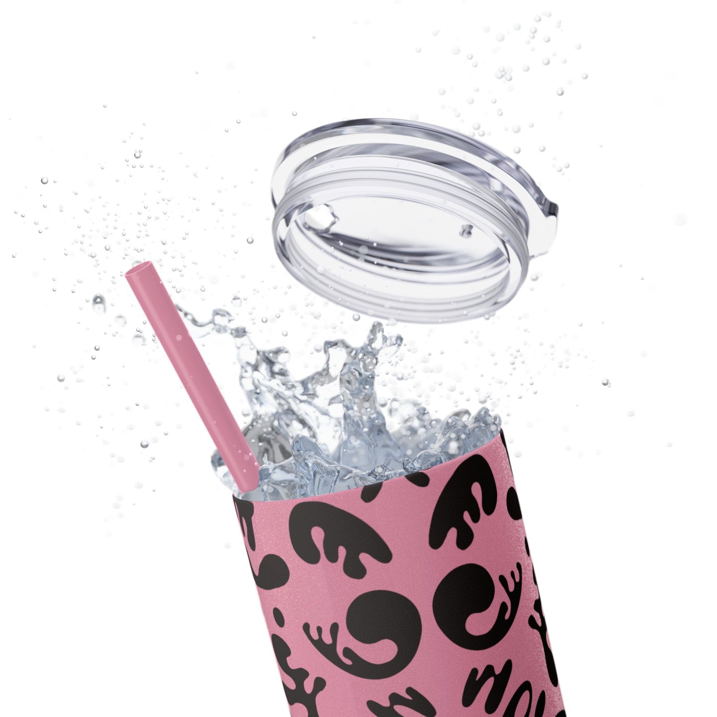 NOURISH'D SKINNY COLOR TUMBLER w Straw - Smoke Black Print