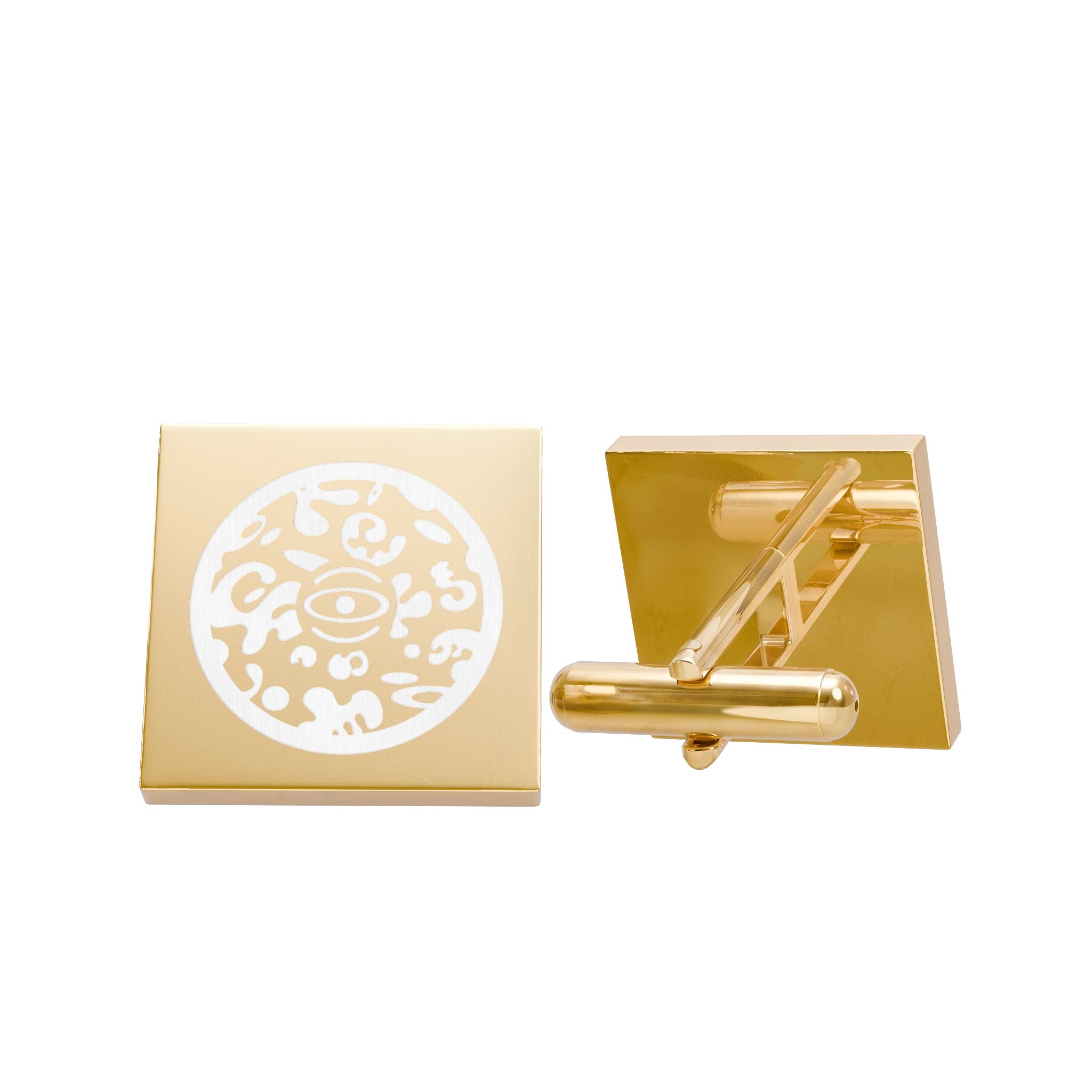Gold Square Cufflinks with Enamel Inlay — Classic Wedding & Formal Jewelry