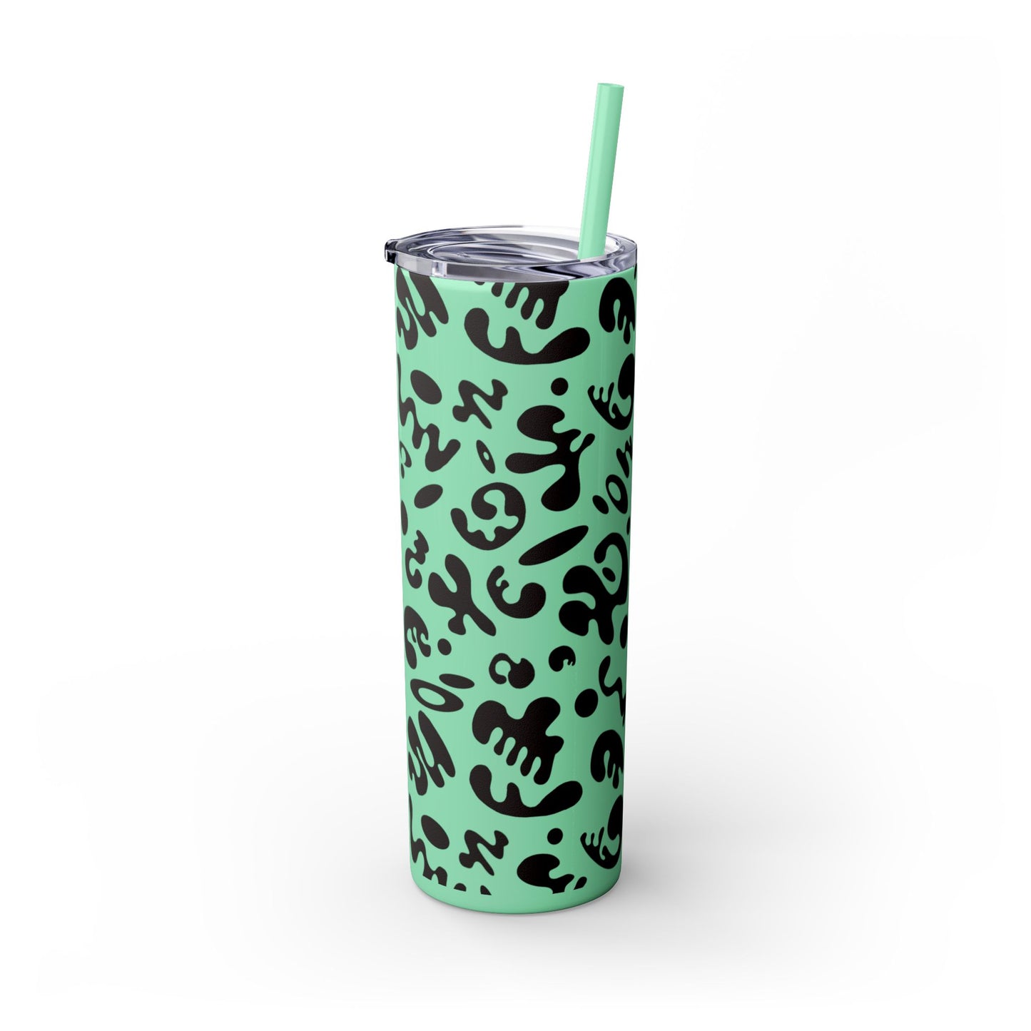 NOURISH'D SKINNY COLOR TUMBLER w Straw - Smoke Black Print