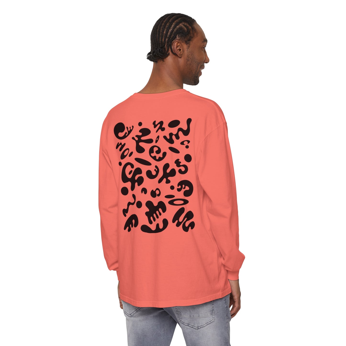 PURE IMAGINATION UNISEX GARMENT-DYED LONG SLEEVE T-SHIRT - Smoke Black Print