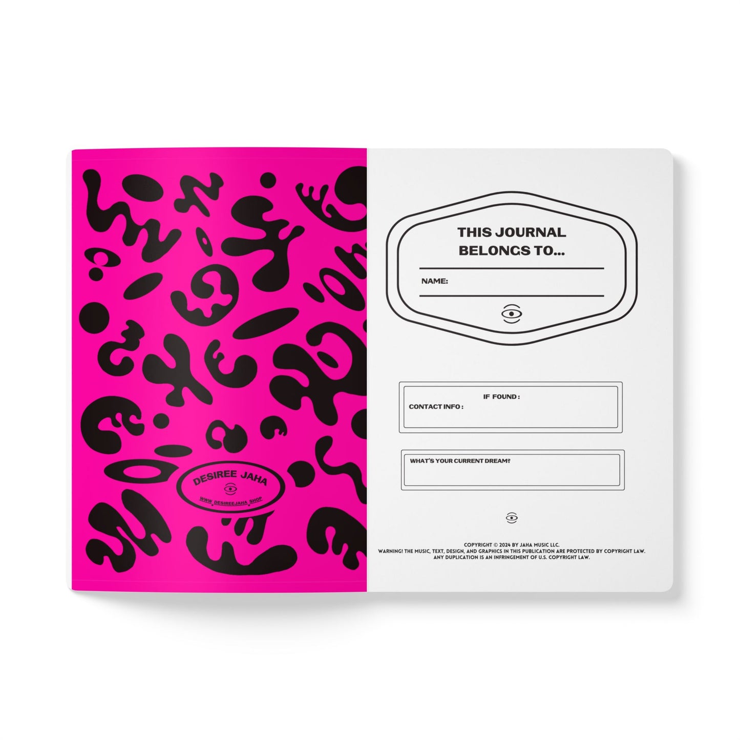 PURE IMAGINATION SOFTCOVER JOURNAL w INSIDE PRINTS + TEAR-OFF PAGES (RULED LINE) - Pink Matter