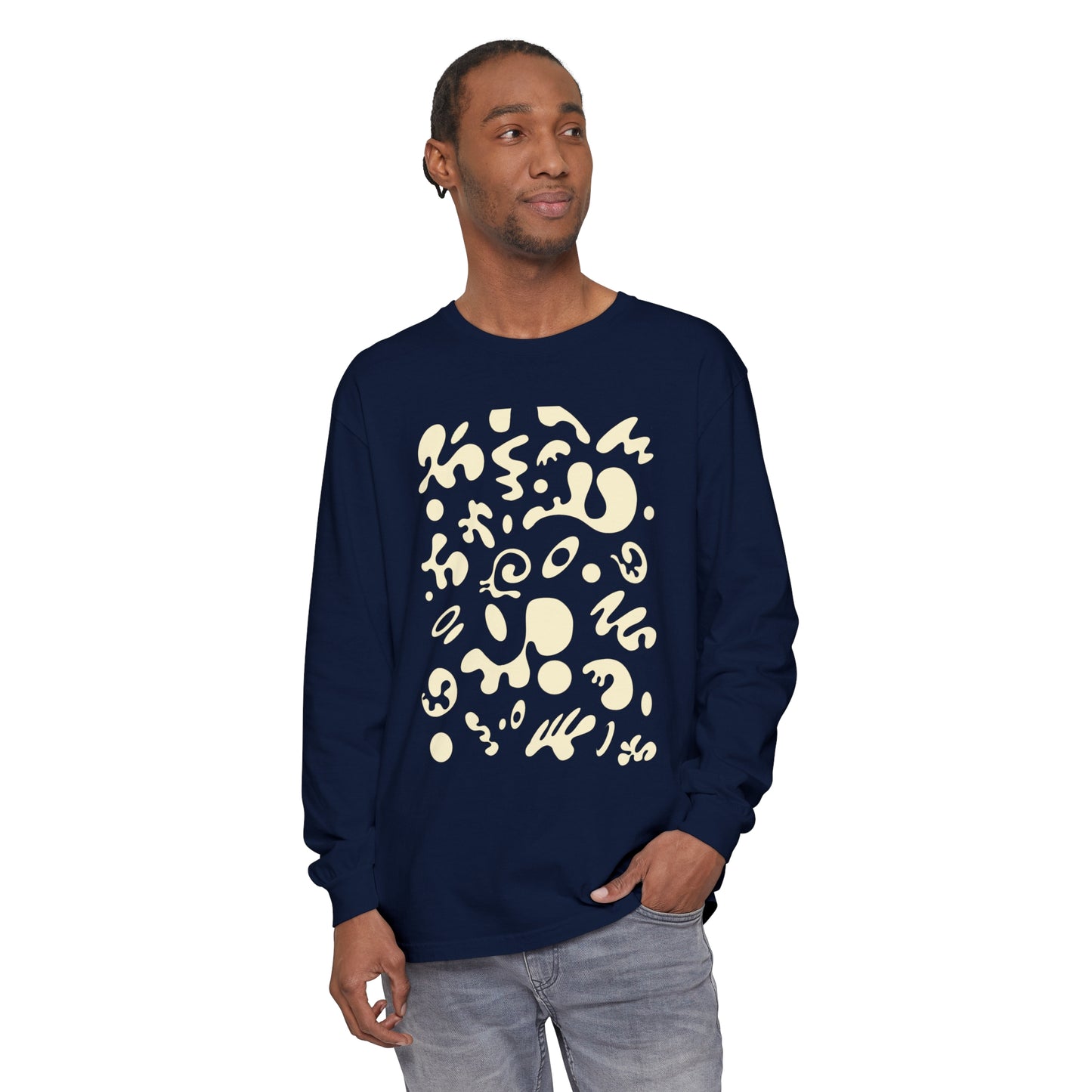 PURE IMAGINATION UNISEX GARMENT-DYED LONG SLEEVE T-SHIRT - Warm White Print