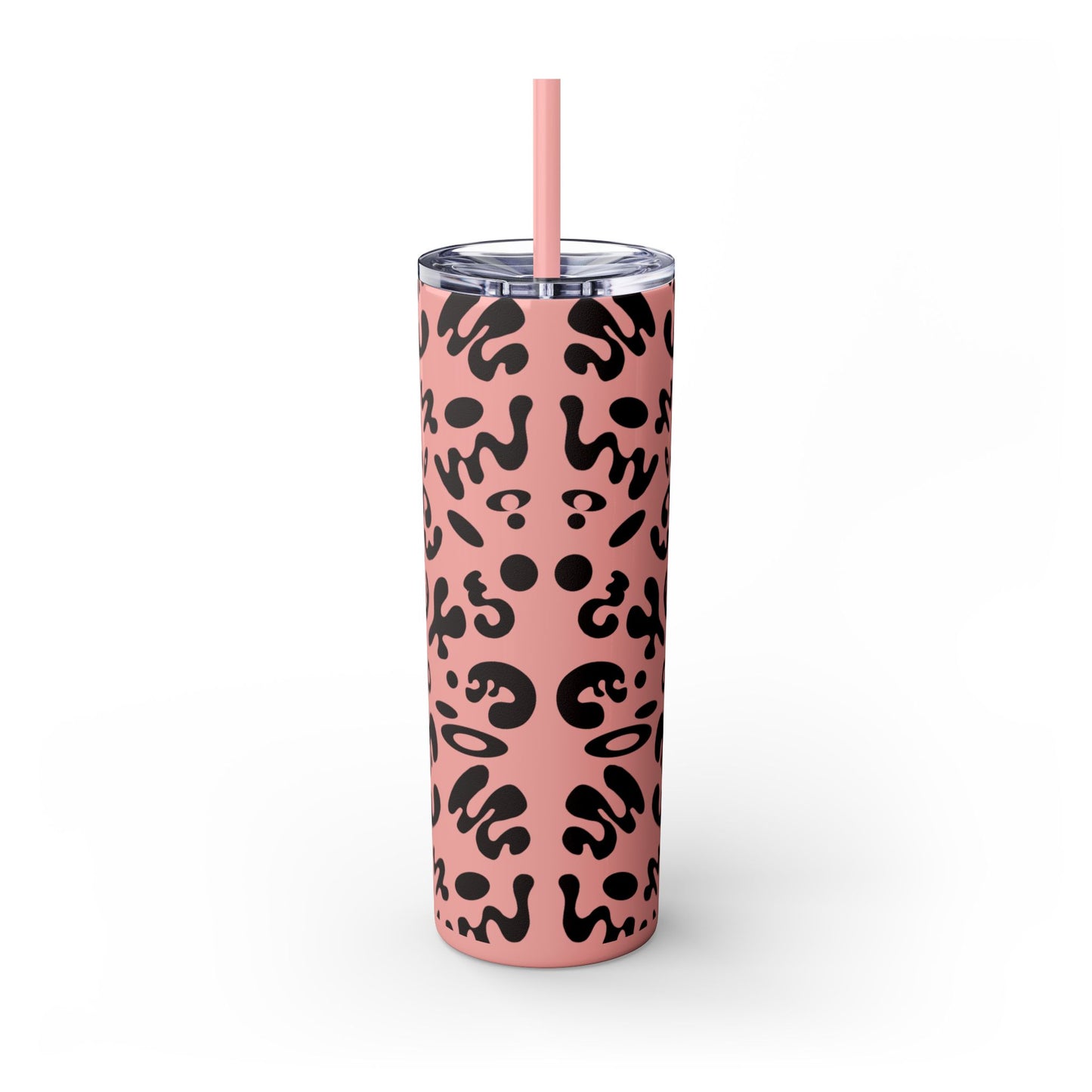 NOURISH'D SKINNY COLOR TUMBLER w Straw - Smoke Black Print