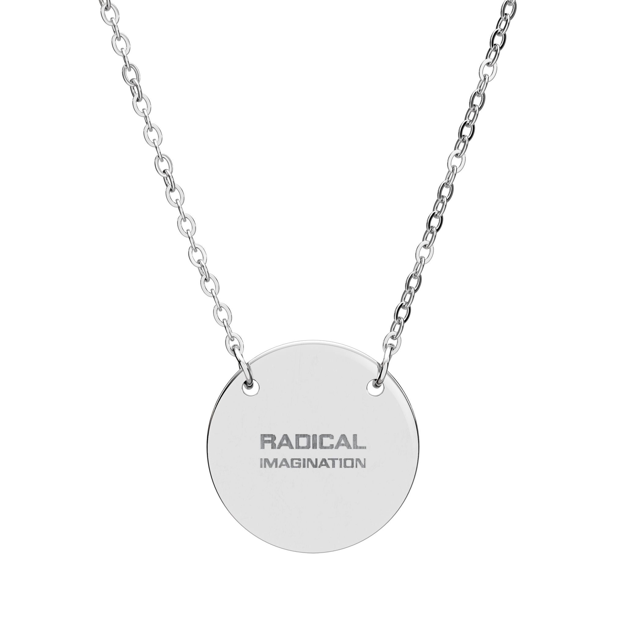 "Radical Imagination" Pendant Engraved Circle Necklace
