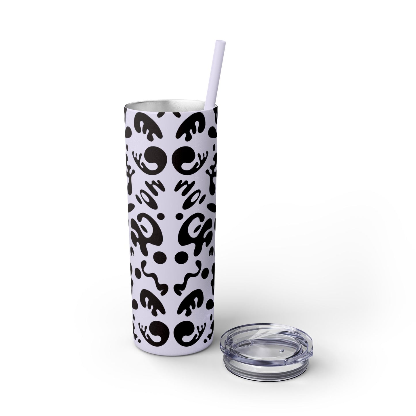 NOURISH'D SKINNY COLOR TUMBLER w Straw - Smoke Black Print