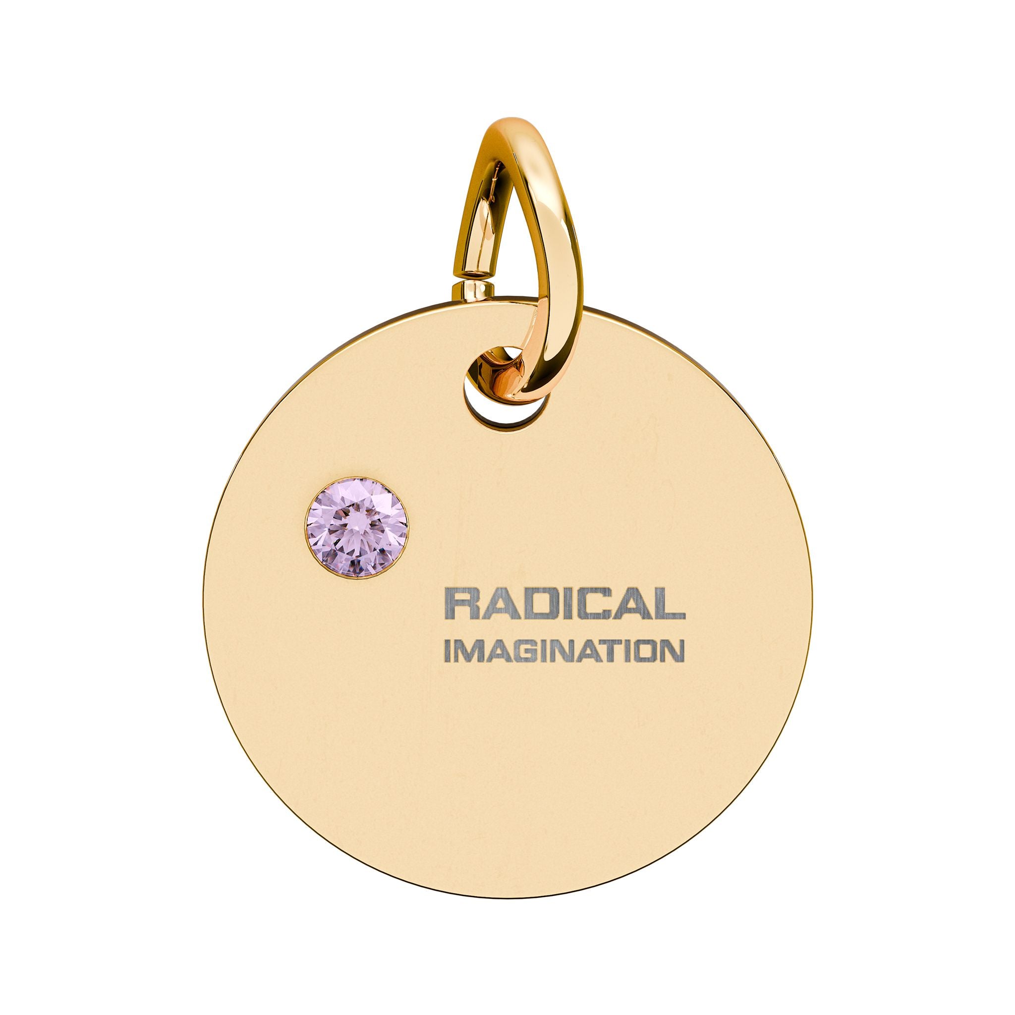 Radical Imagination Engraved Birthstone Circle Charm — Personalized Sterling Pendant