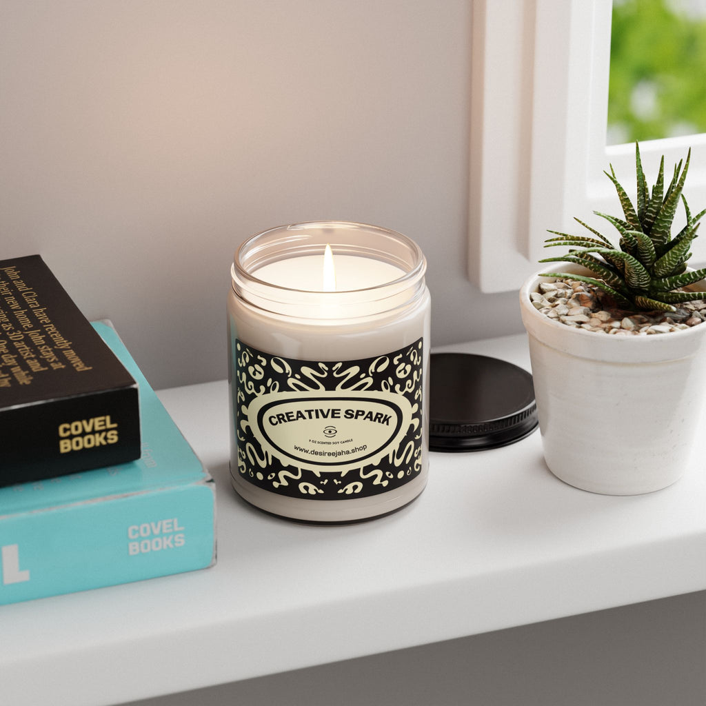 Creative Spark Scented Soy Candle — 9oz Jar (Inspiring Fragrance for Home, Office & Gifts)