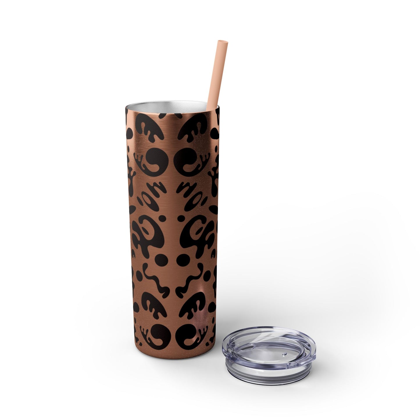 NOURISH'D SKINNY COLOR TUMBLER w Straw - Smoke Black Print