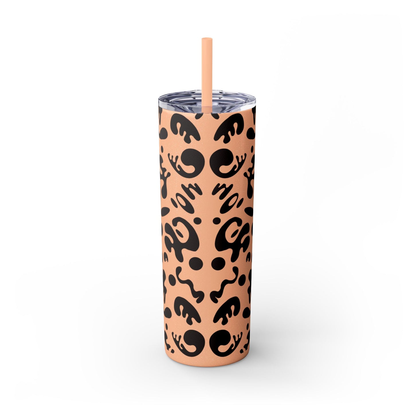 NOURISH'D SKINNY COLOR TUMBLER w Straw - Smoke Black Print