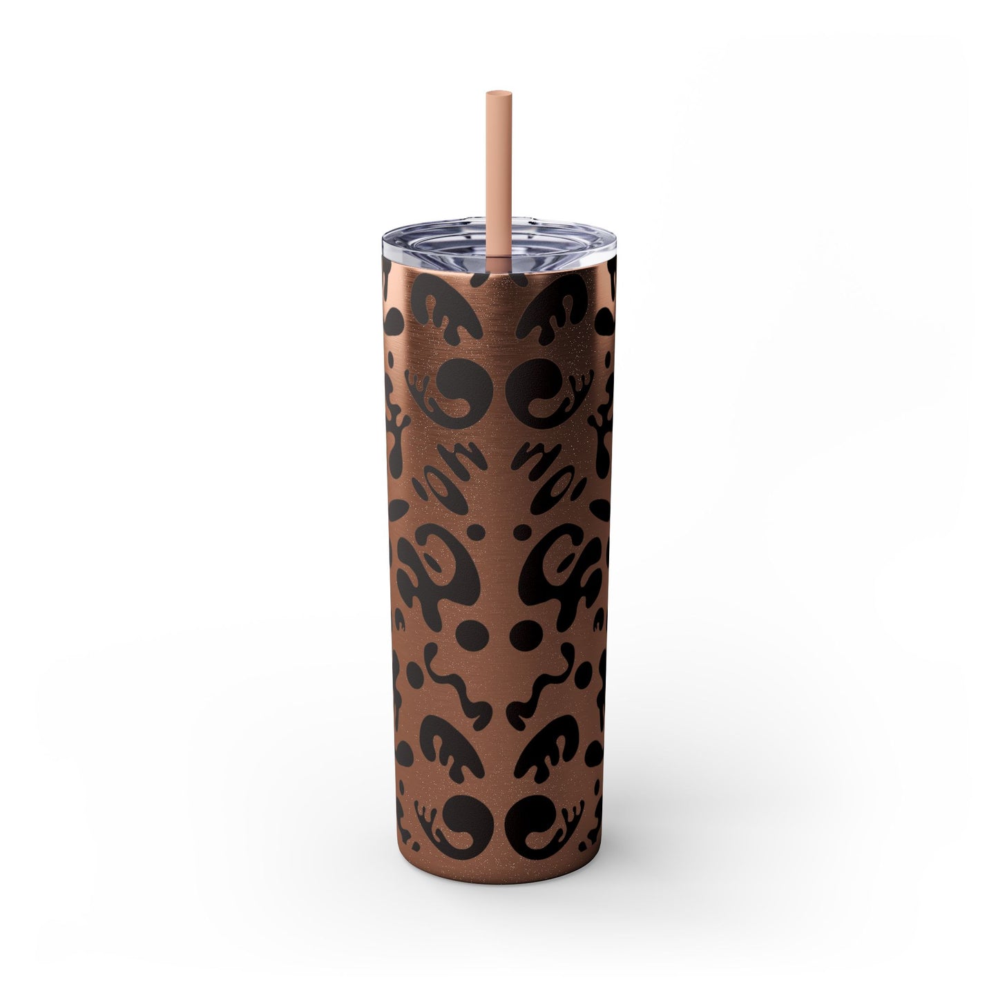 NOURISH'D SKINNY COLOR TUMBLER w Straw - Smoke Black Print