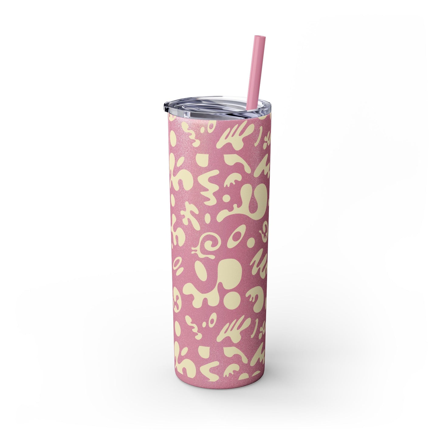 NOURISH'D SKINNY COLOR TUMBLER w Straw - Warm White Print