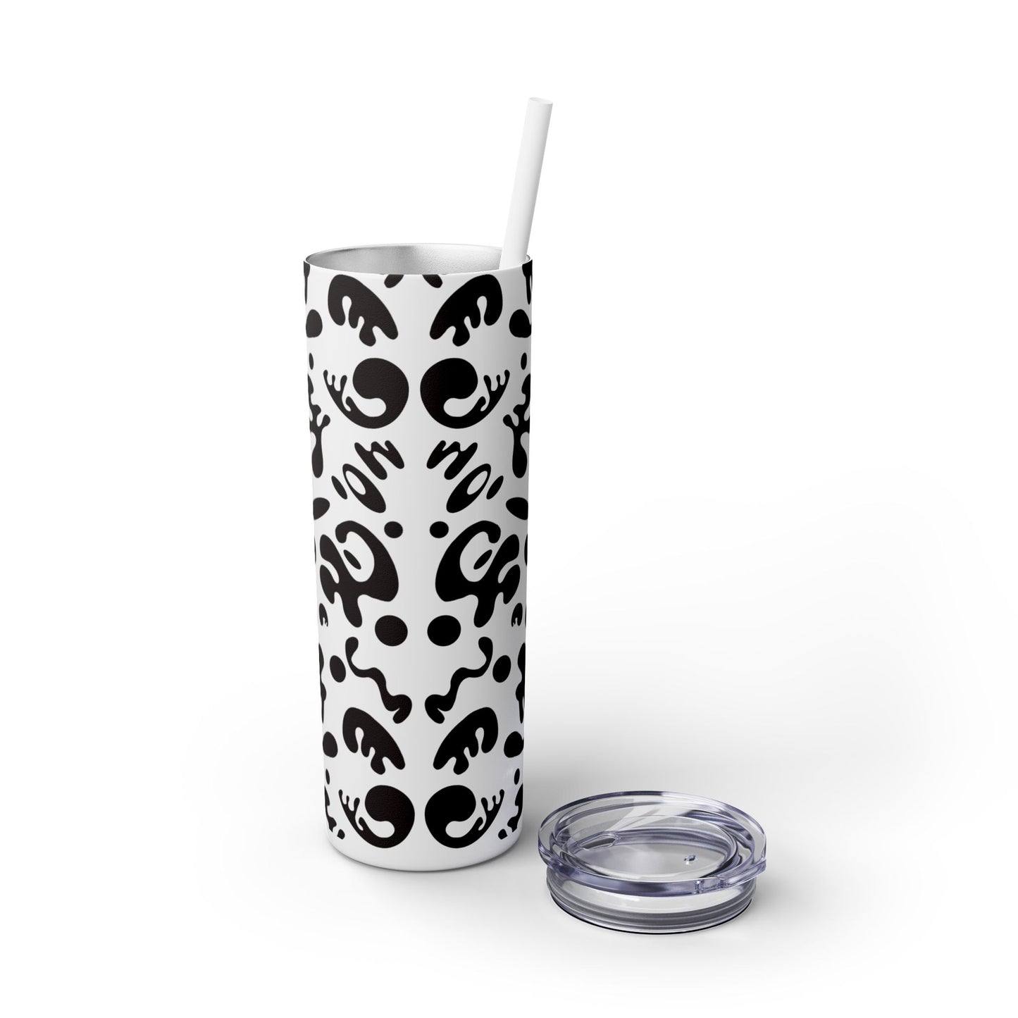 NOURISH'D SKINNY COLOR TUMBLER w Straw - Smoke Black Print