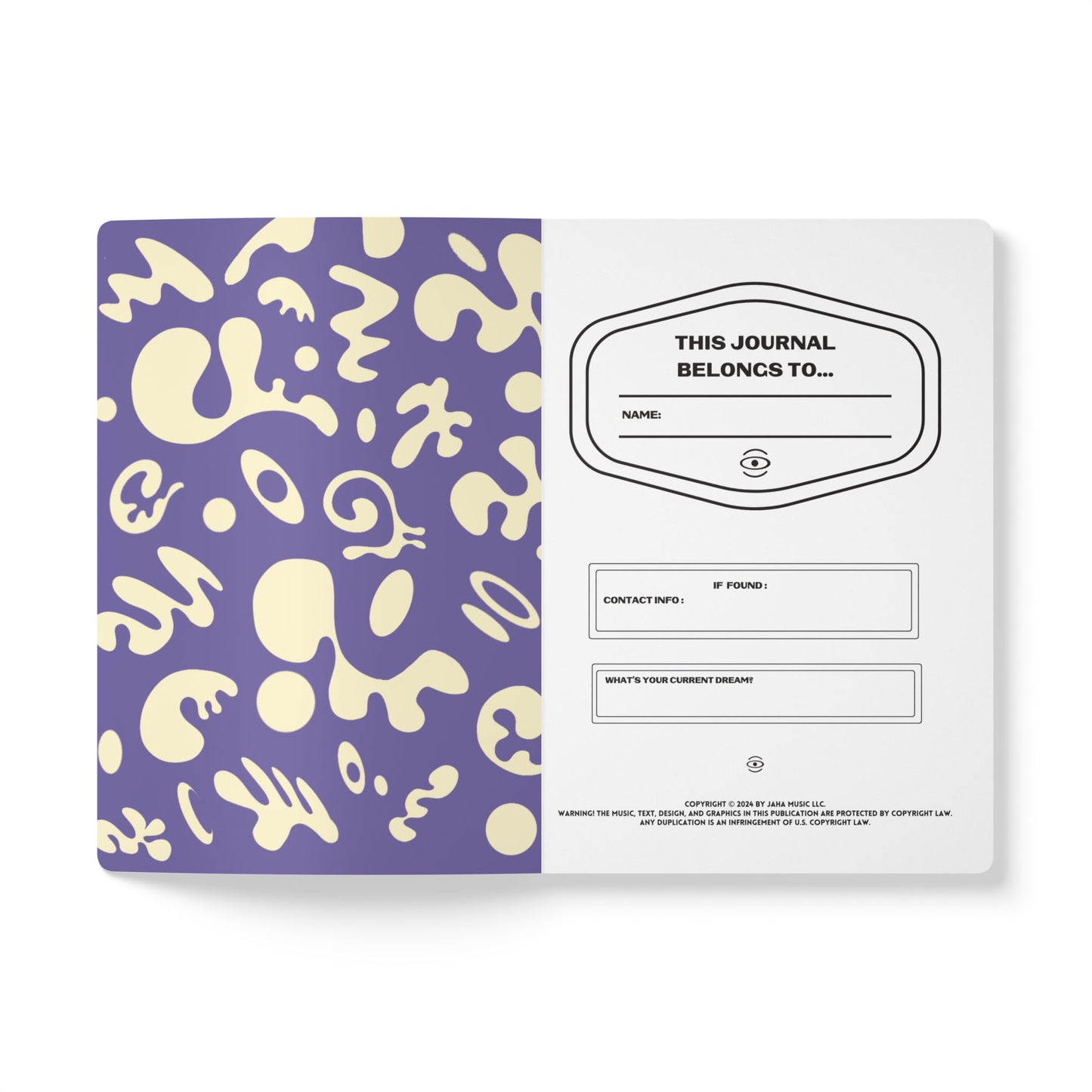 PURE IMAGINATION SOFTCOVER JOURNAL w INSIDE PRINTS + TEAR-OFF PAGES (RULED LINE) - Purple Rain