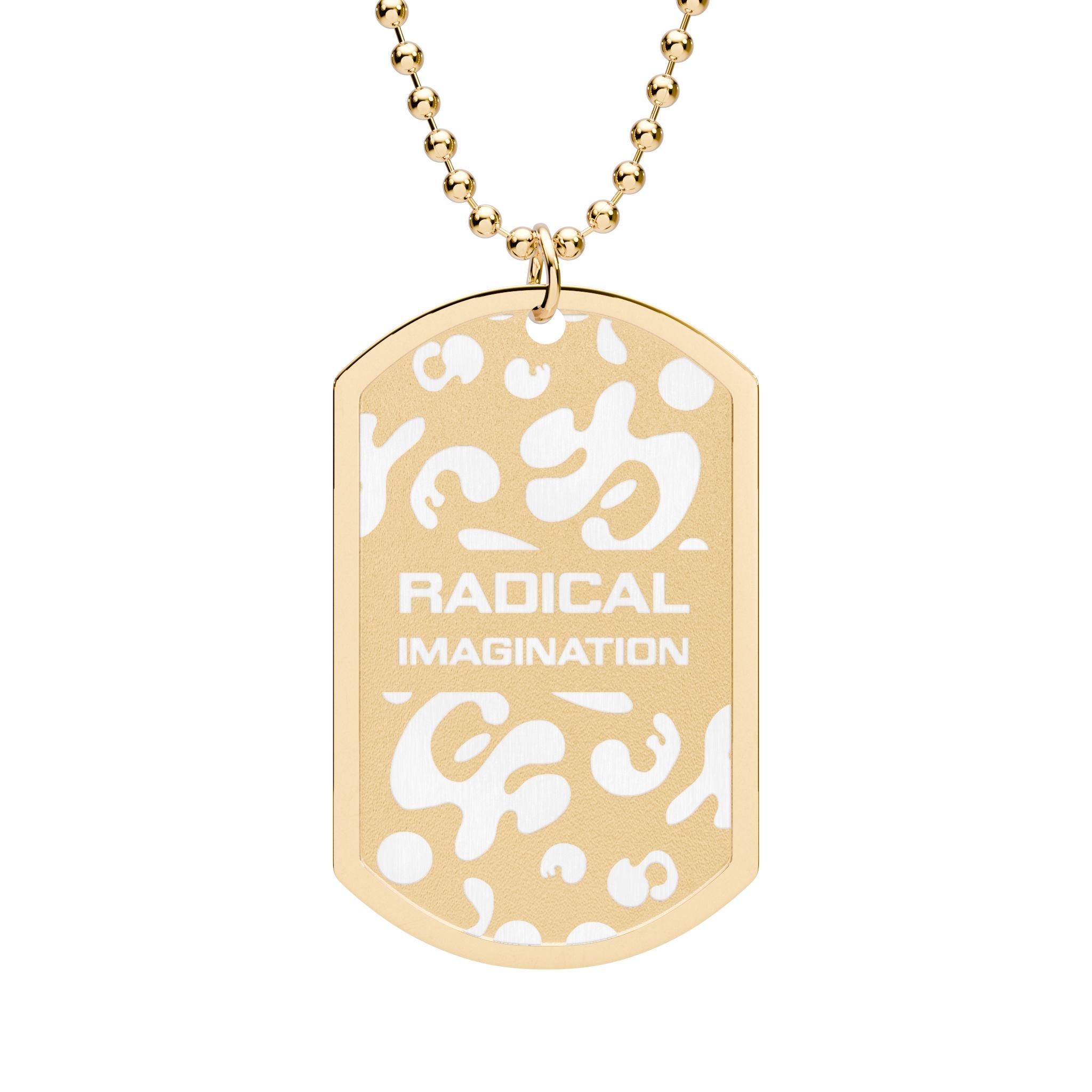 'Radical Imagination' Engraved Dog Tag Necklace