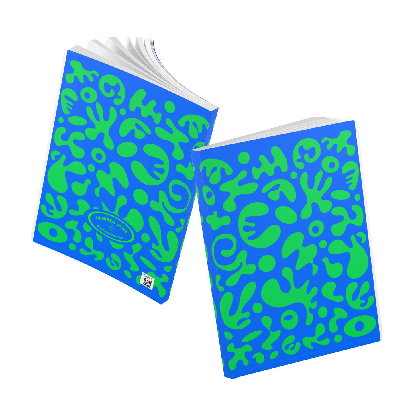 PURE IMAGINATION SOFTCOVER JOURNAL w INSIDE PRINTS + TEAR-OFF PAGES (RULED LINE) - Blue & Green