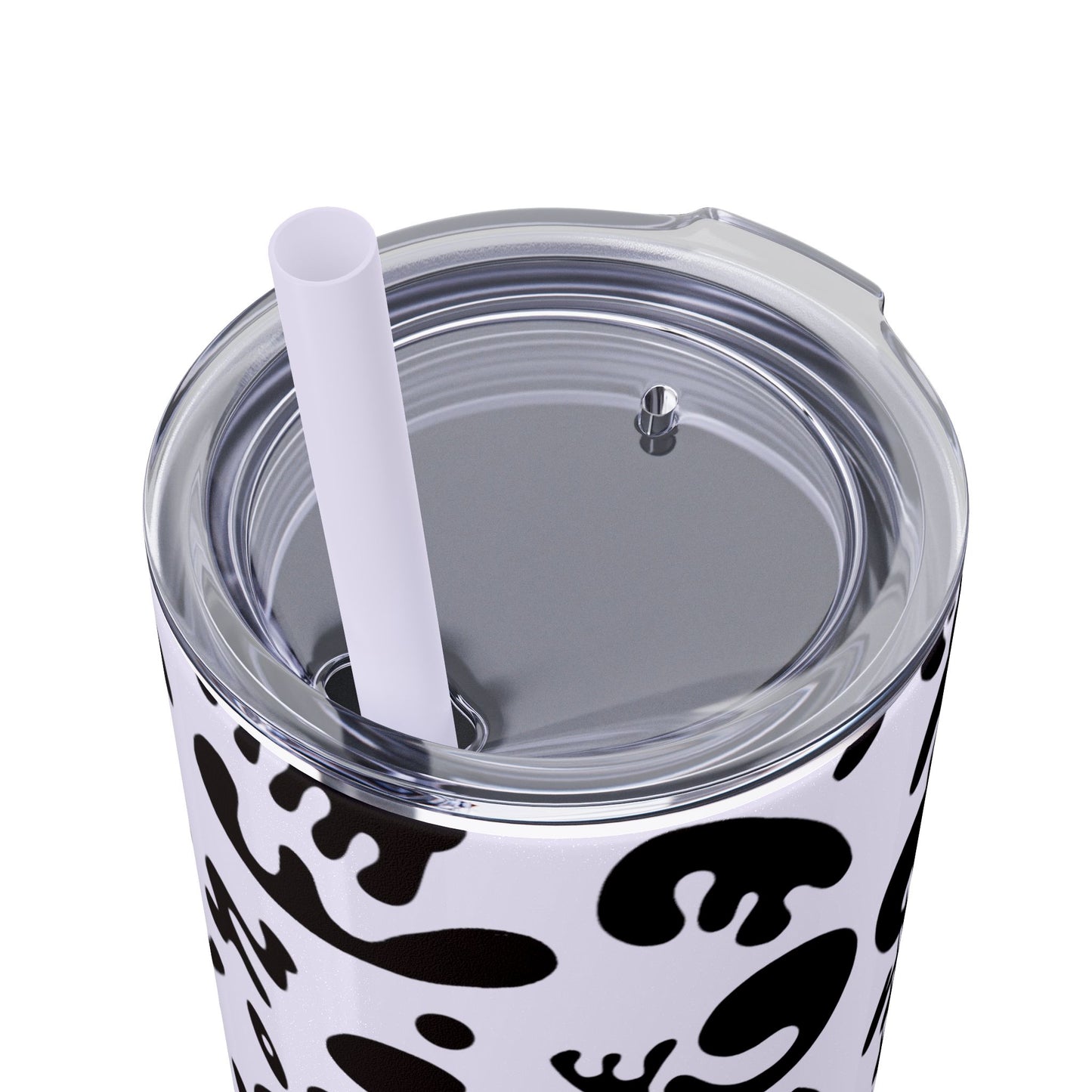 NOURISH'D SKINNY COLOR TUMBLER w Straw - Smoke Black Print