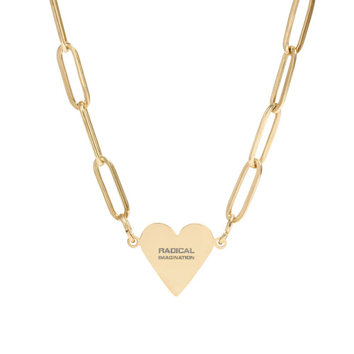 Engravable Paperclip Heart Necklace — Gold or Rose Pendant