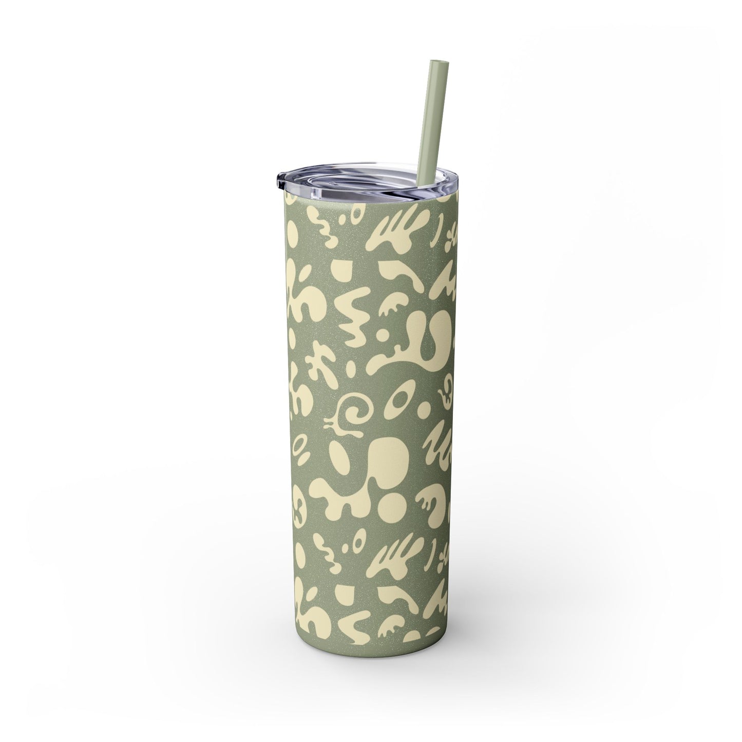 NOURISH'D SKINNY COLOR TUMBLER w Straw - Warm White Print