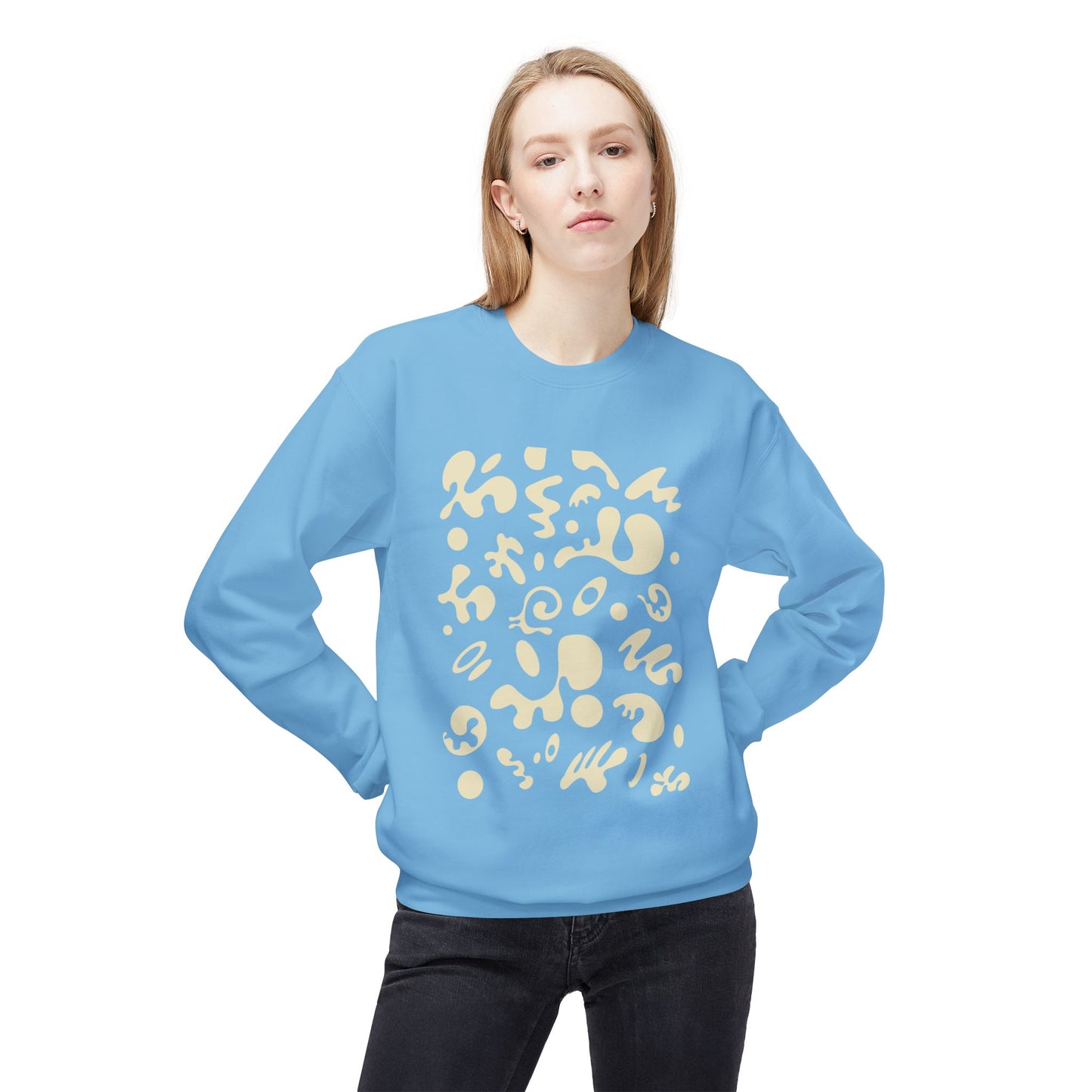 PURE IMAGINATION UNISEX MIDWEIGHT SOFTSTYLE FLEECE CREWNECK SWEATSHIRT - Warm White Print