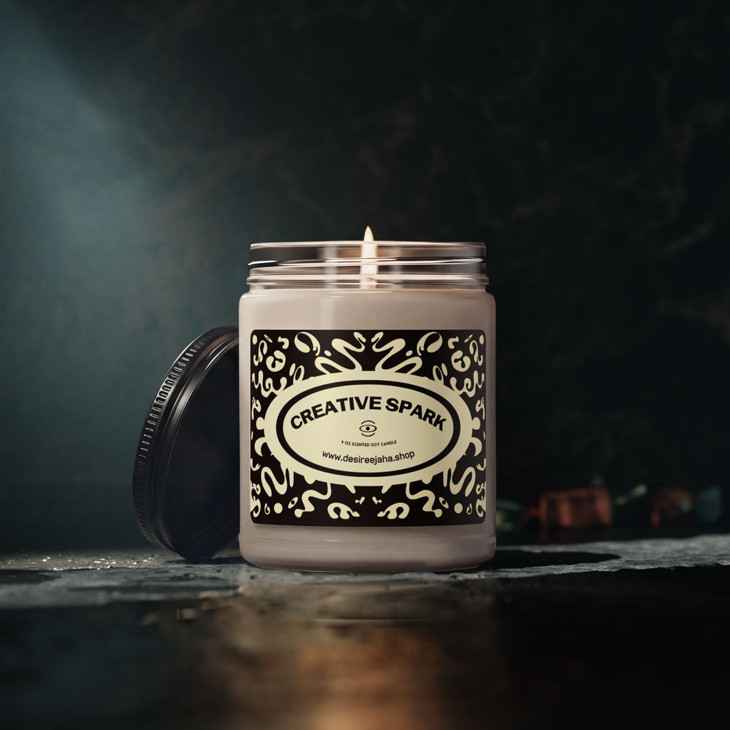 Creative Spark Scented Soy Candle — 9oz Jar (Inspiring Fragrance for Home, Office & Gifts)