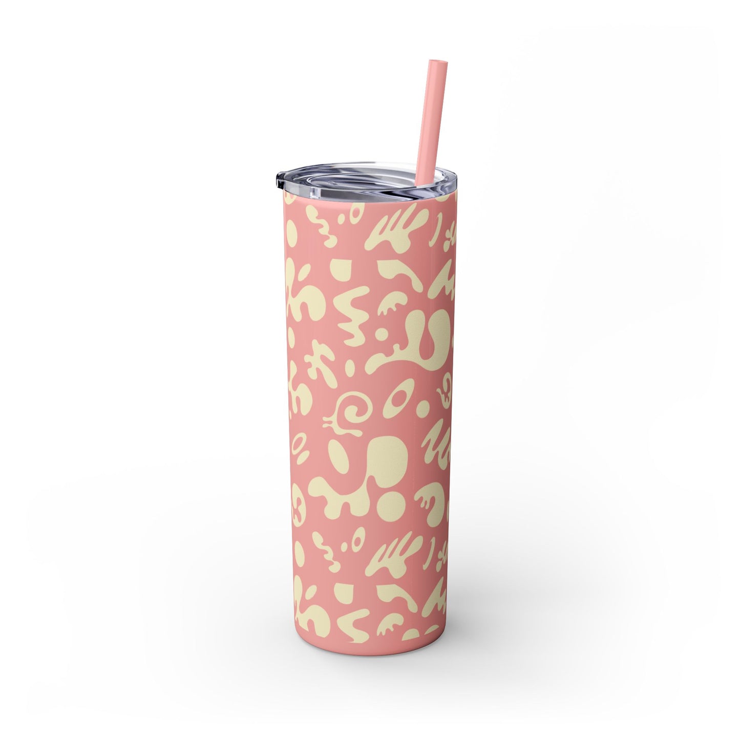 NOURISH'D SKINNY COLOR TUMBLER w Straw - Warm White Print