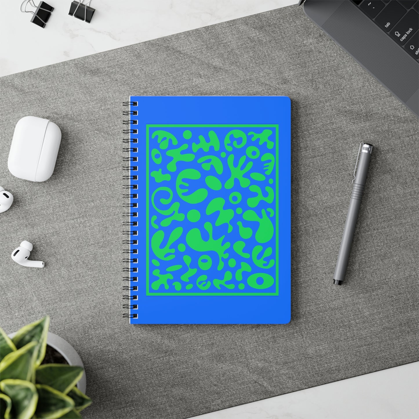 DEEP DREAM WIROBOUND SOFTCOVER A5 SPIRAL NOTEBOOK - Blue & Green